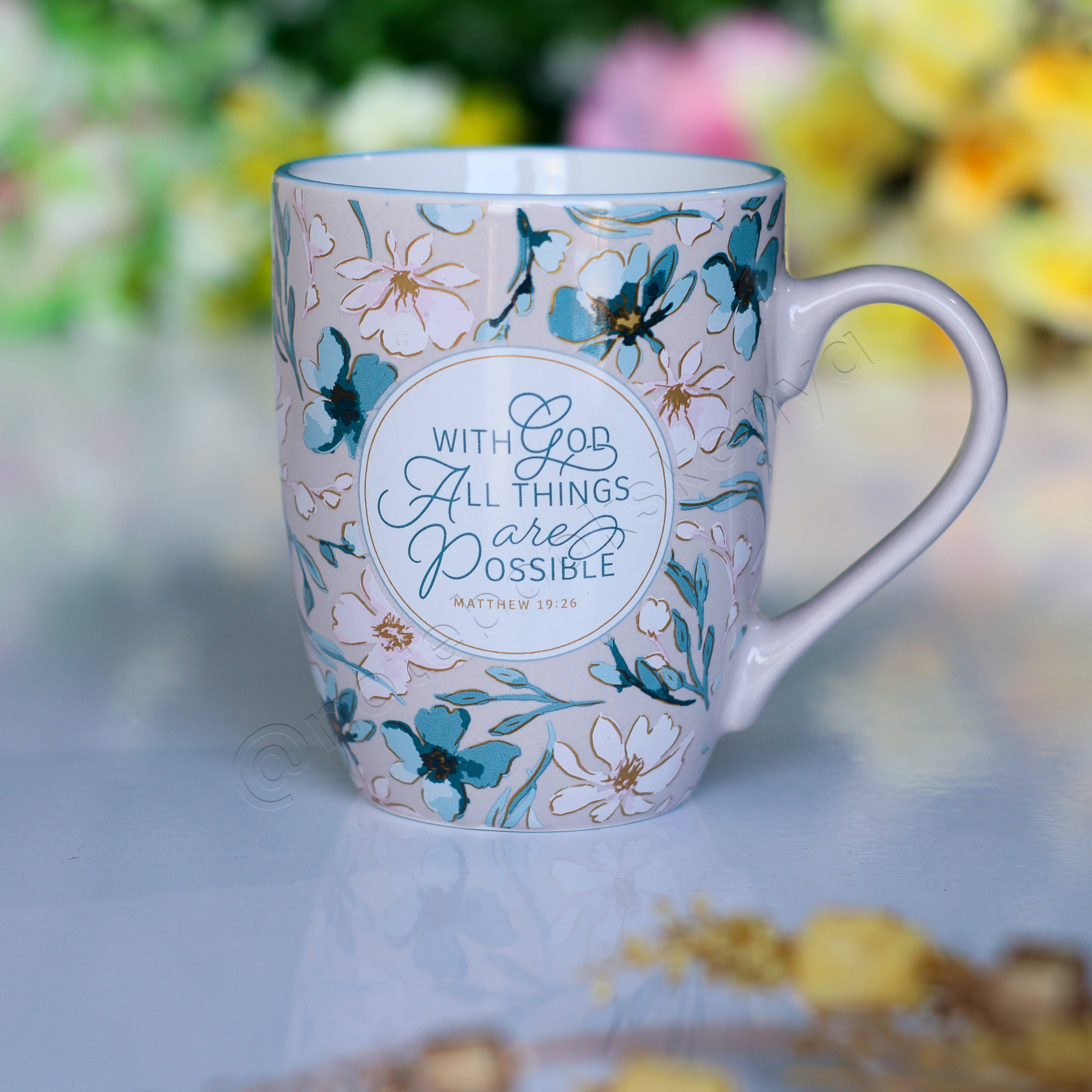 Ceramic Mug/Cup | With God All Things Are Possible Mug | Christian Gift Idea | Gift Idea | Branded Coffee/ Tea Mug | Feminine Gift Idea | Work Gift Idea | Affirmations