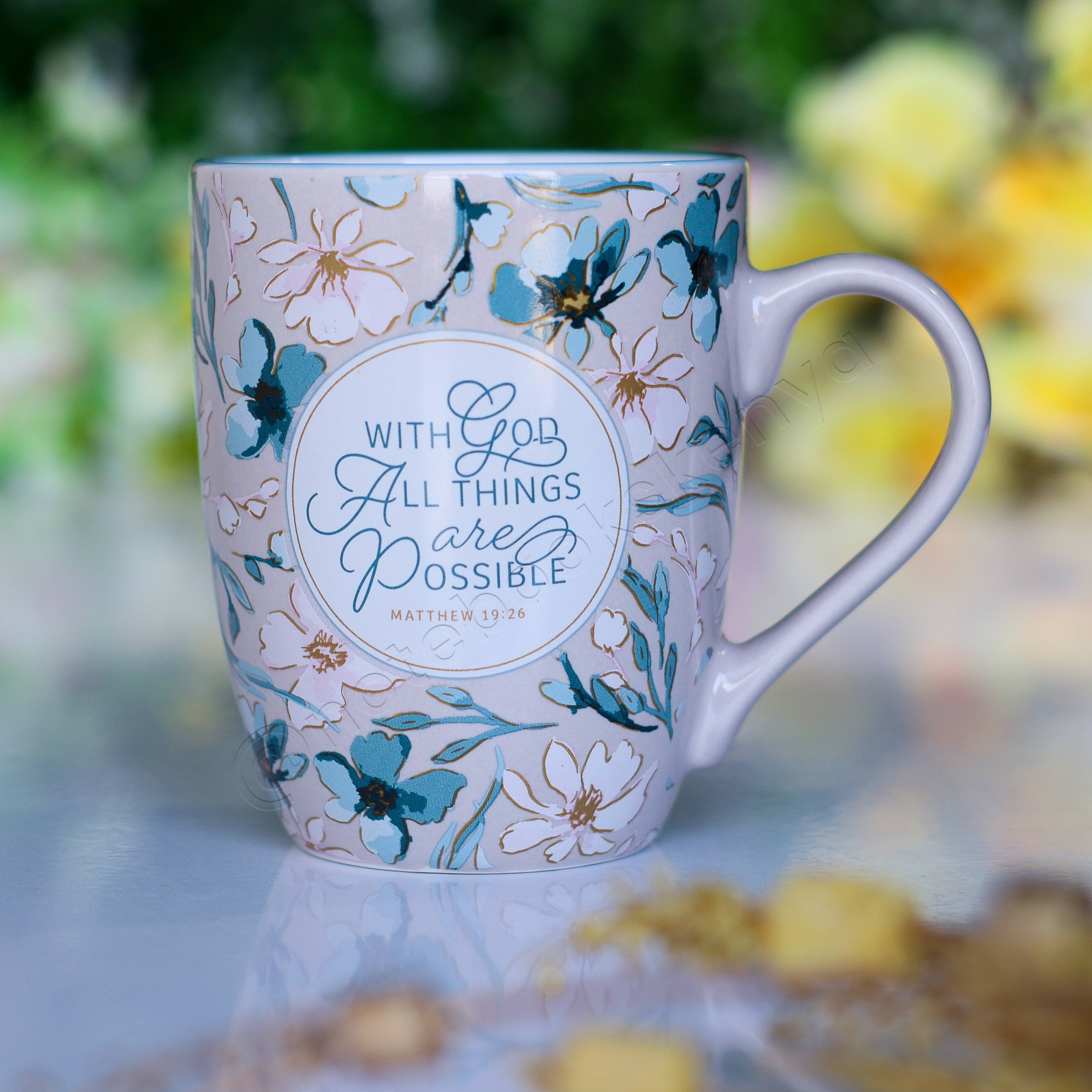 Ceramic Mug/Cup | With God All Things Are Possible Mug | Christian Gift Idea | Gift Idea | Branded Coffee/ Tea Mug | Feminine Gift Idea | Work Gift Idea | Affirmations