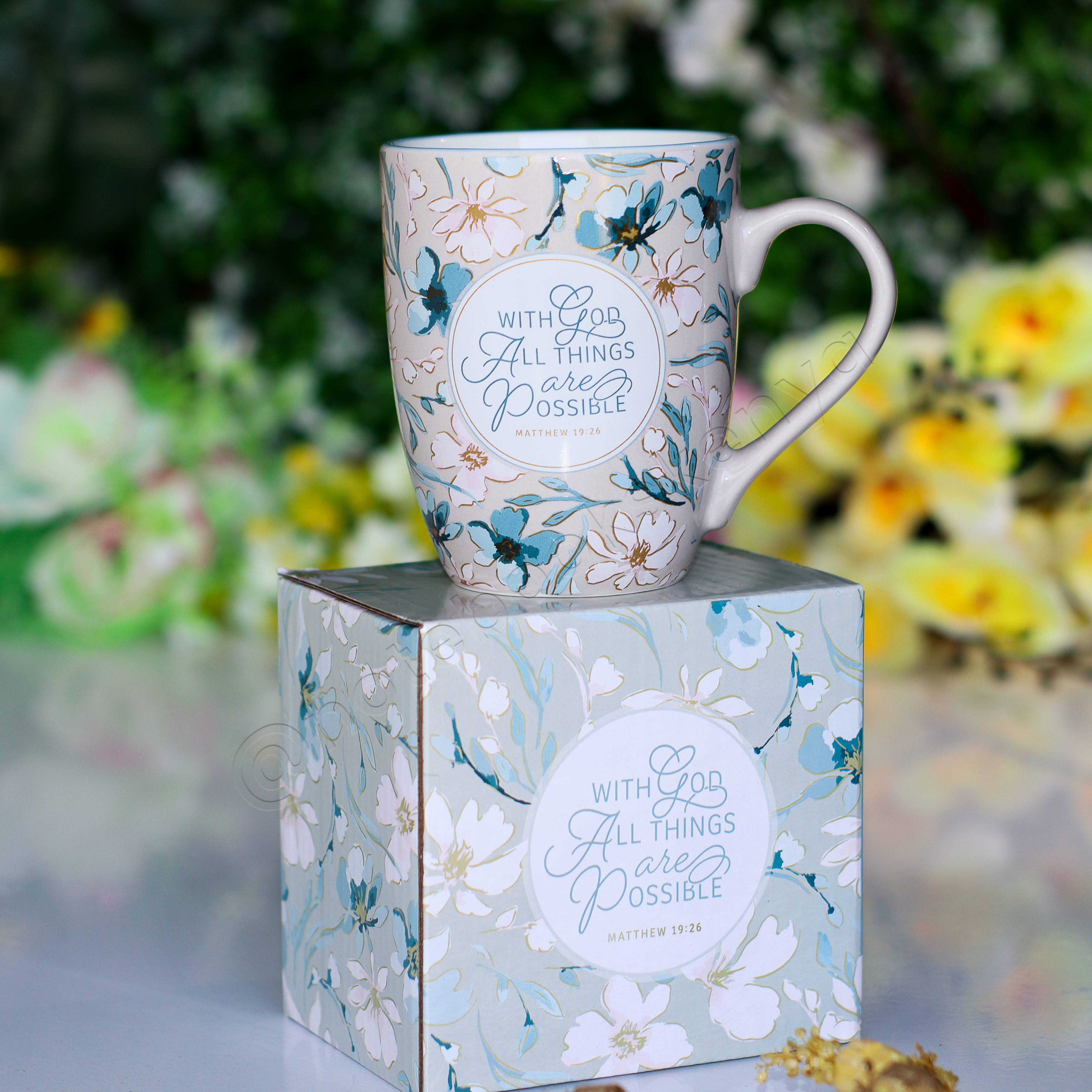 Ceramic Mug/Cup | With God All Things Are Possible Mug | Christian Gift Idea | Gift Idea | Branded Coffee/ Tea Mug | Feminine Gift Idea | Work Gift Idea | Affirmations