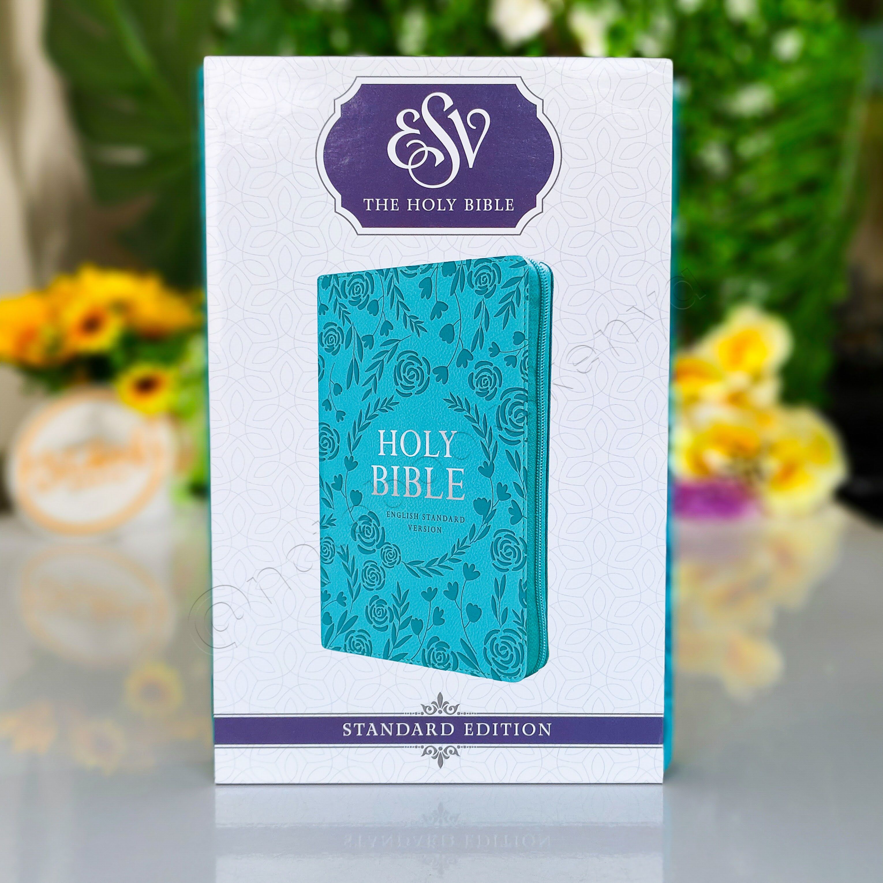 ESV Turquoise Faux Leather Standard Bible | Christian Bible ESV | English Standard Version (ESV) | Floral Bible | Girl Gift | Zipped Bible | Concordance Bible | Complete ESV text | Thumb Indexed Bible