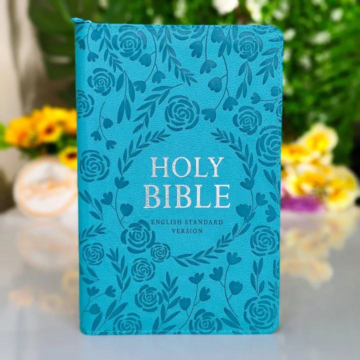 ESV Turquoise Faux Leather Standard Bible | Christian Bible ESV | English Standard Version (ESV) | Floral Bible | Girl Gift | Zipped Bible | Concordance Bible | Complete ESV text | Thumb Indexed Bible