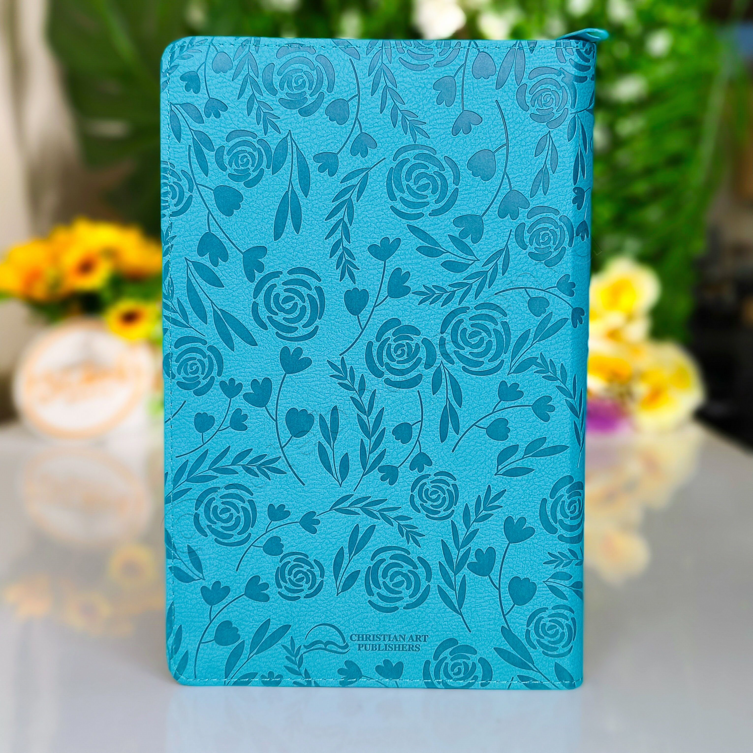 ESV Turquoise Faux Leather Standard Bible | Christian Bible ESV | English Standard Version (ESV) | Floral Bible | Girl Gift | Zipped Bible | Concordance Bible | Complete ESV text | Thumb Indexed Bible