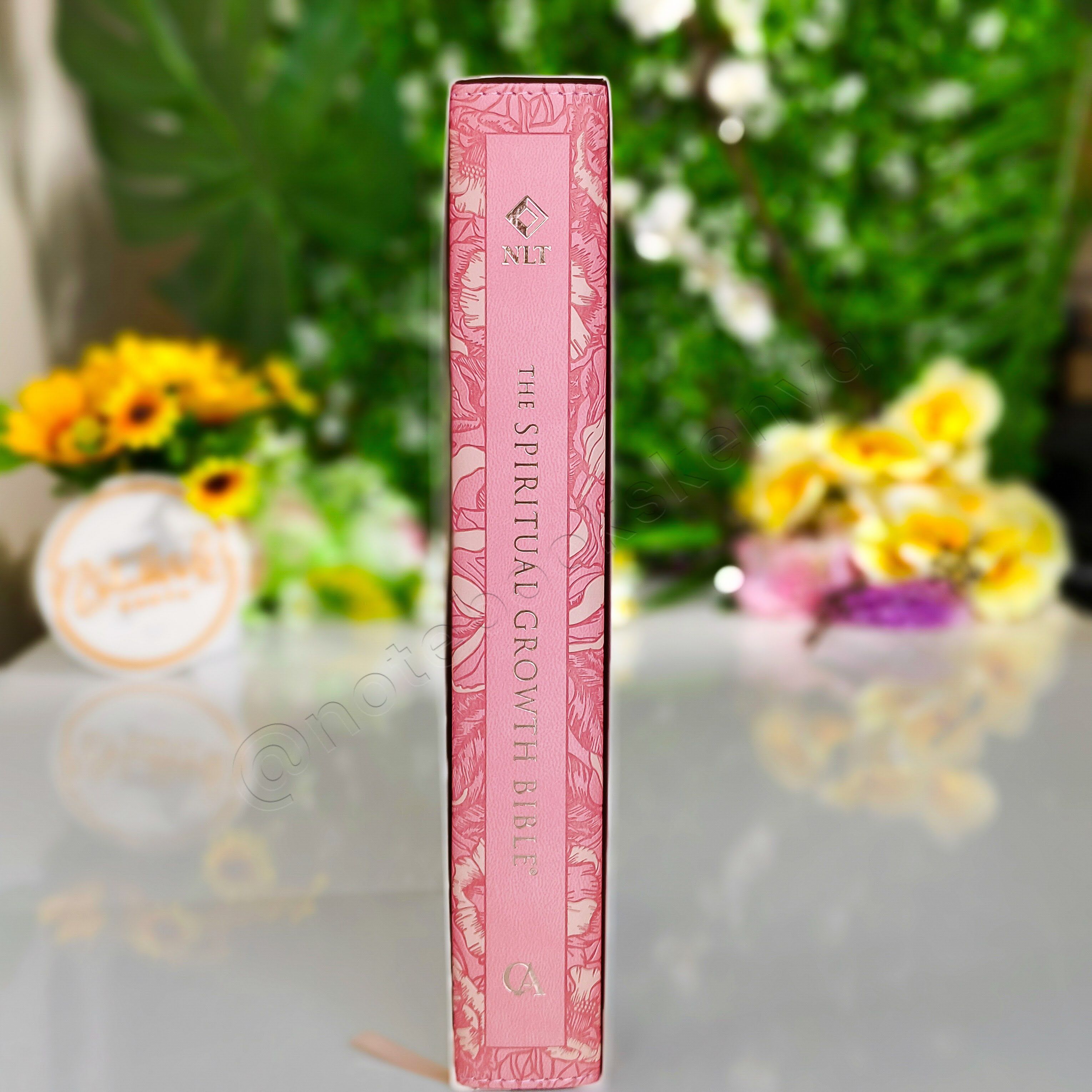 Elegant | NLT Spiritual Growth Bible – Pink Faux Leather (Thumb Indexed) | Christian Bible NLT | New Living Translation(NIV) | Gift | Concordance Bible | Spiritual Bible | Small Bible | Words In Red
