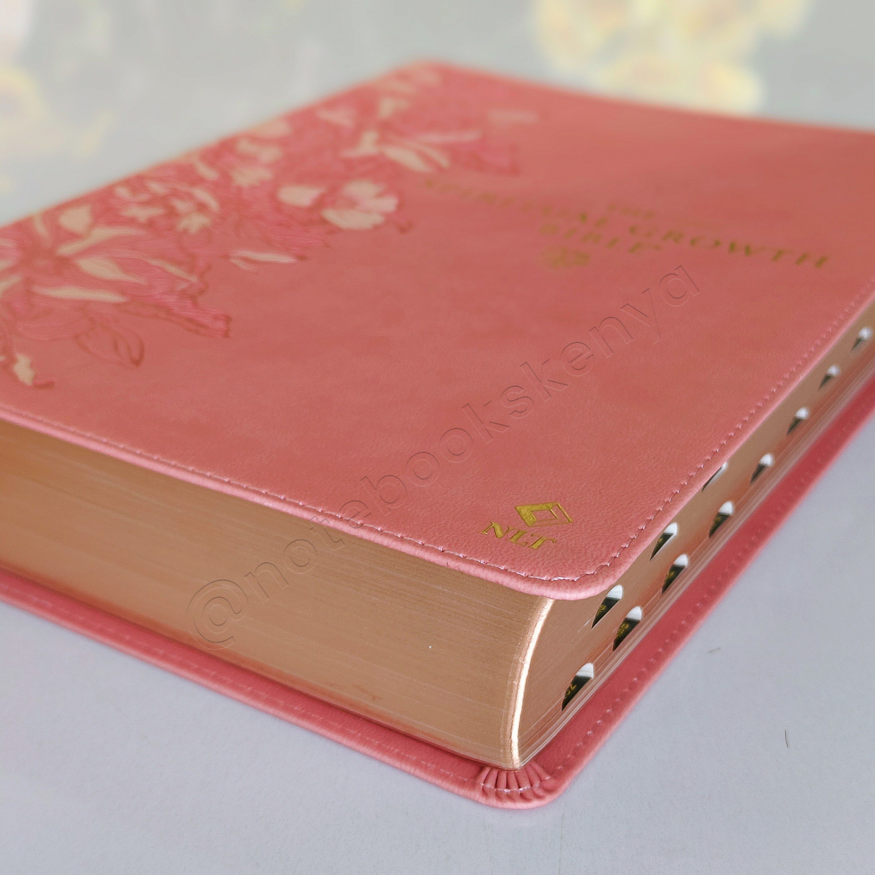 Elegant | NLT Spiritual Growth Bible – Pink Faux Leather (Thumb Indexed) | Christian Bible NLT | New Living Translation(NIV) | Gift | Concordance Bible | Spiritual Bible | Small Bible | Words In Red