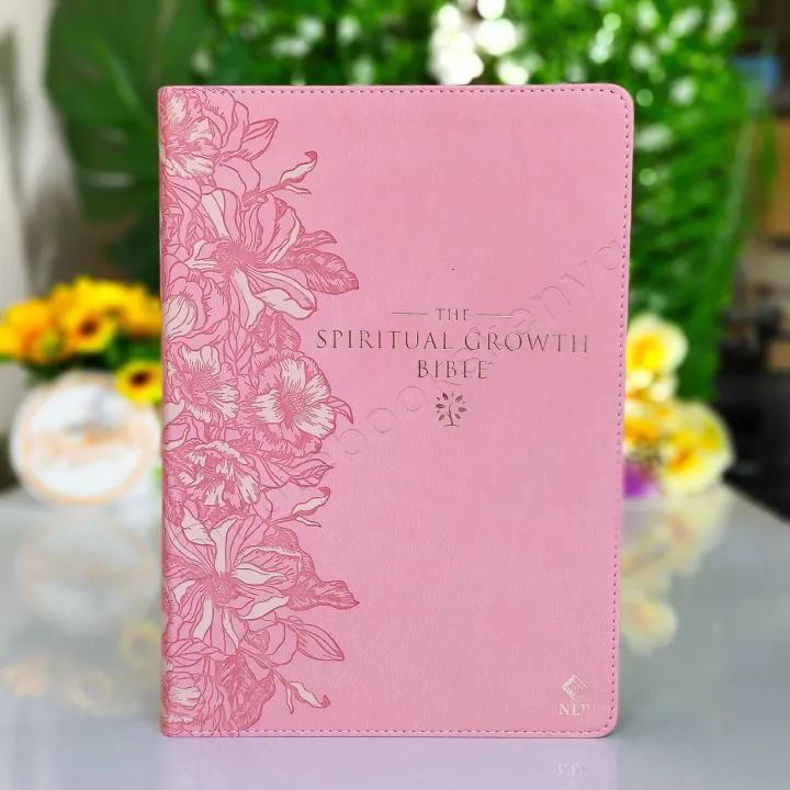 Elegant | NLT Spiritual Growth Bible – Pink Faux Leather (Thumb Indexed) | Christian Bible NLT | New Living Translation(NIV) | Gift | Concordance Bible | Spiritual Bible | Small Bible | Words In Red