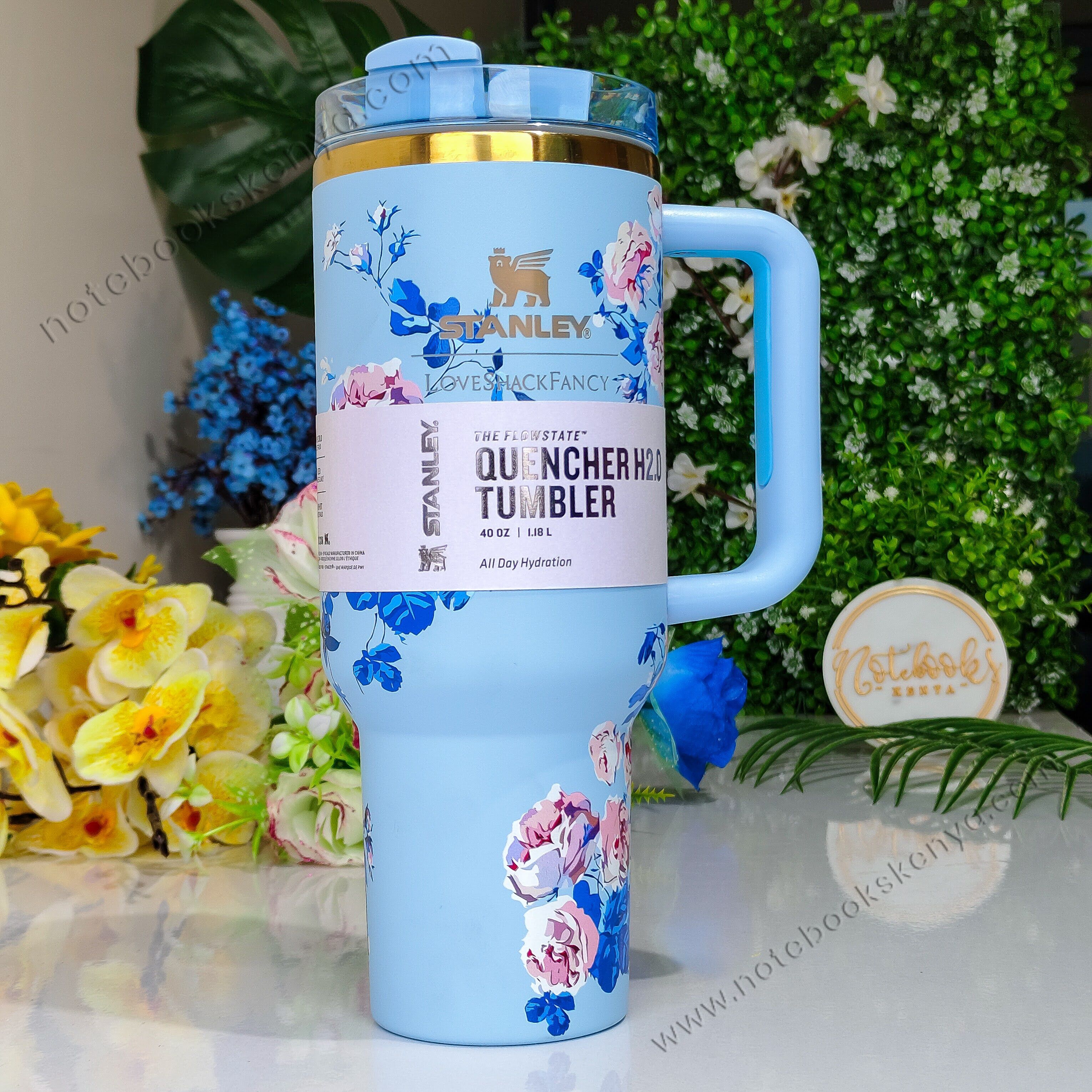 Blue Love Fancy Double-Walled Vacuum Mug – Stainless Steel Travel Tumbler for Women | Hot & Cold Insulated Cup | Office, Car, & Picnic Use | Stanley Mug | Timeless Female Gift