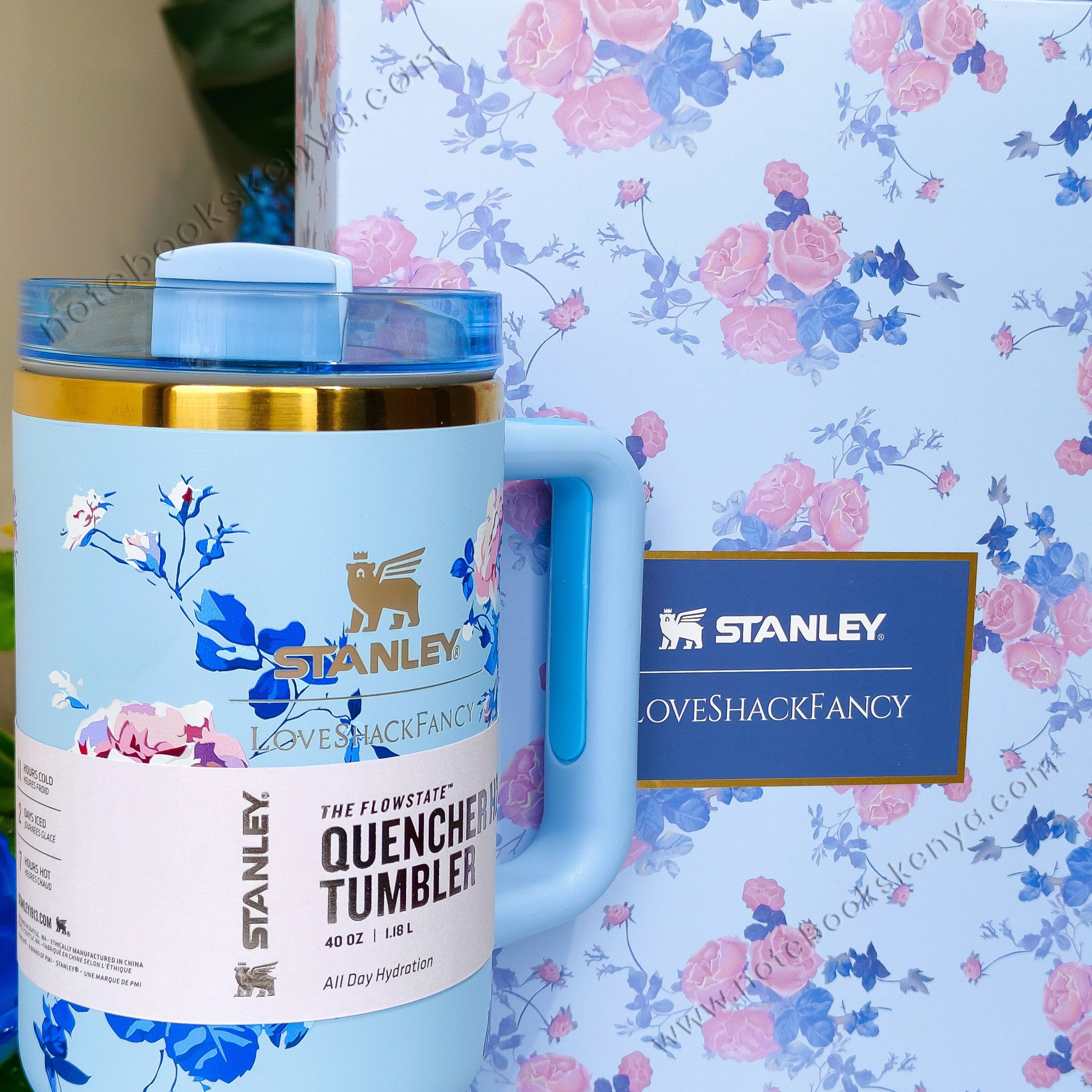 Blue Love Fancy Double-Walled Vacuum Mug – Stainless Steel Travel Tumbler for Women | Hot & Cold Insulated Cup | Office, Car, & Picnic Use | Stanley Mug | Timeless Female Gift