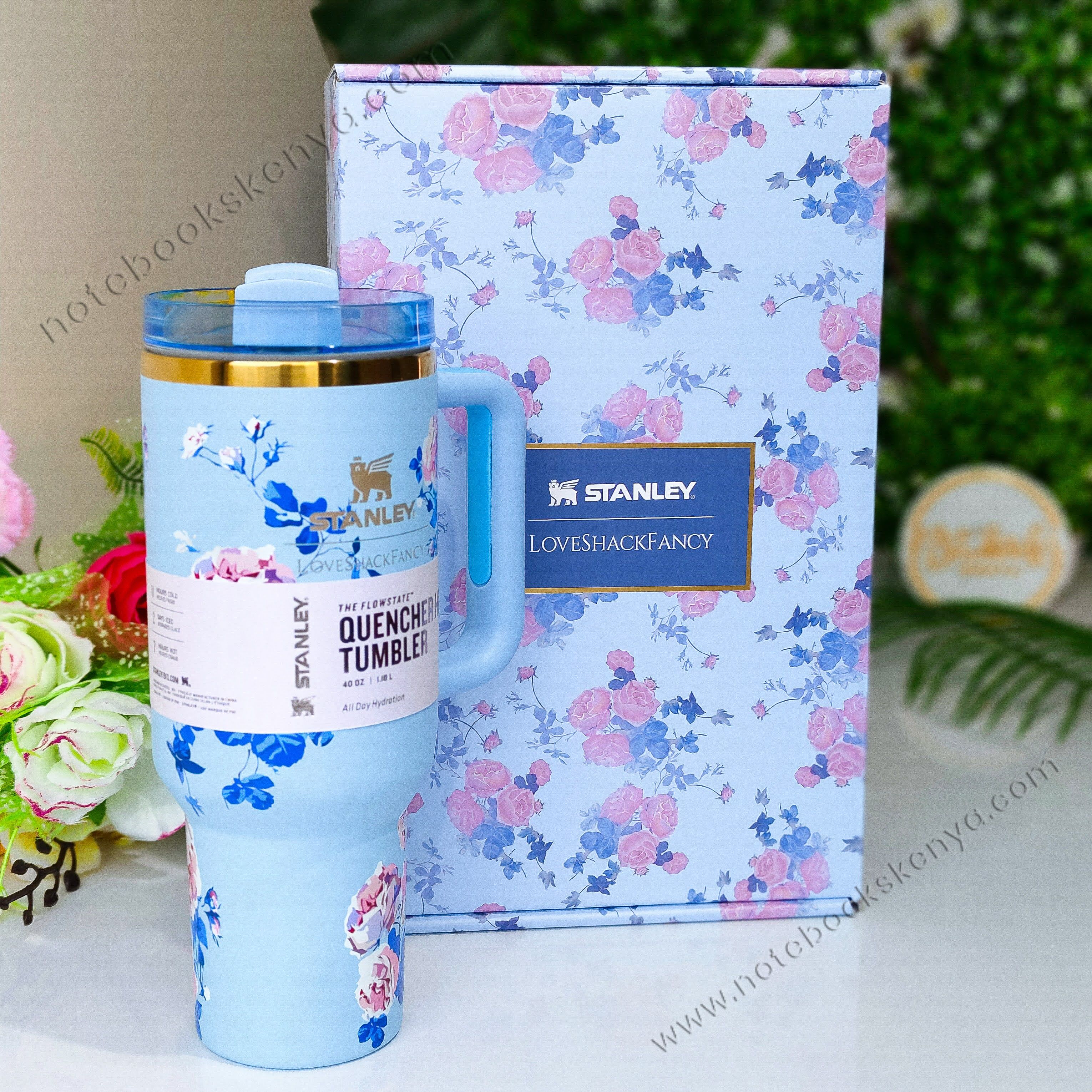 Blue Love Fancy Double-Walled Vacuum Mug – Stainless Steel Travel Tumbler for Women | Hot & Cold Insulated Cup | Office, Car, & Picnic Use | Stanley Mug | Timeless Female Gift