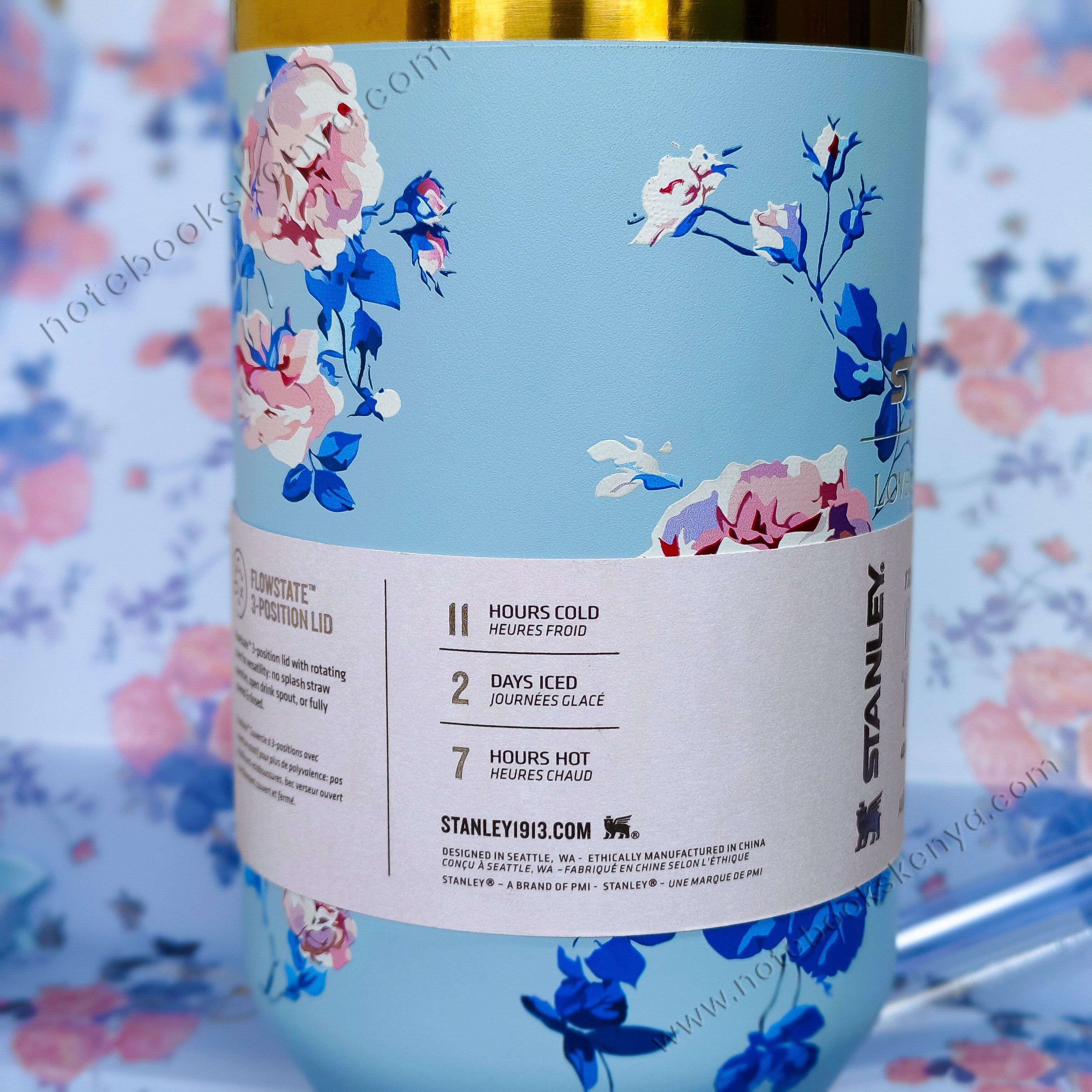 Blue Love Fancy Double-Walled Vacuum Mug – Stainless Steel Travel Tumbler for Women | Hot & Cold Insulated Cup | Office, Car, & Picnic Use | Stanley Mug | Timeless Female Gift