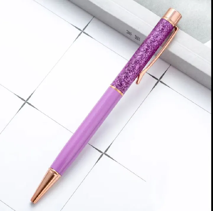 Purple Metal Ballpoint Gift Pen with Dynamic Sand Glitter | Cute Black Ink Pen | School Supplies | Cute Gift | Office Supplies | Mothers Day Gift | Feminine Girl Gift | Stationery | Girly Stationery