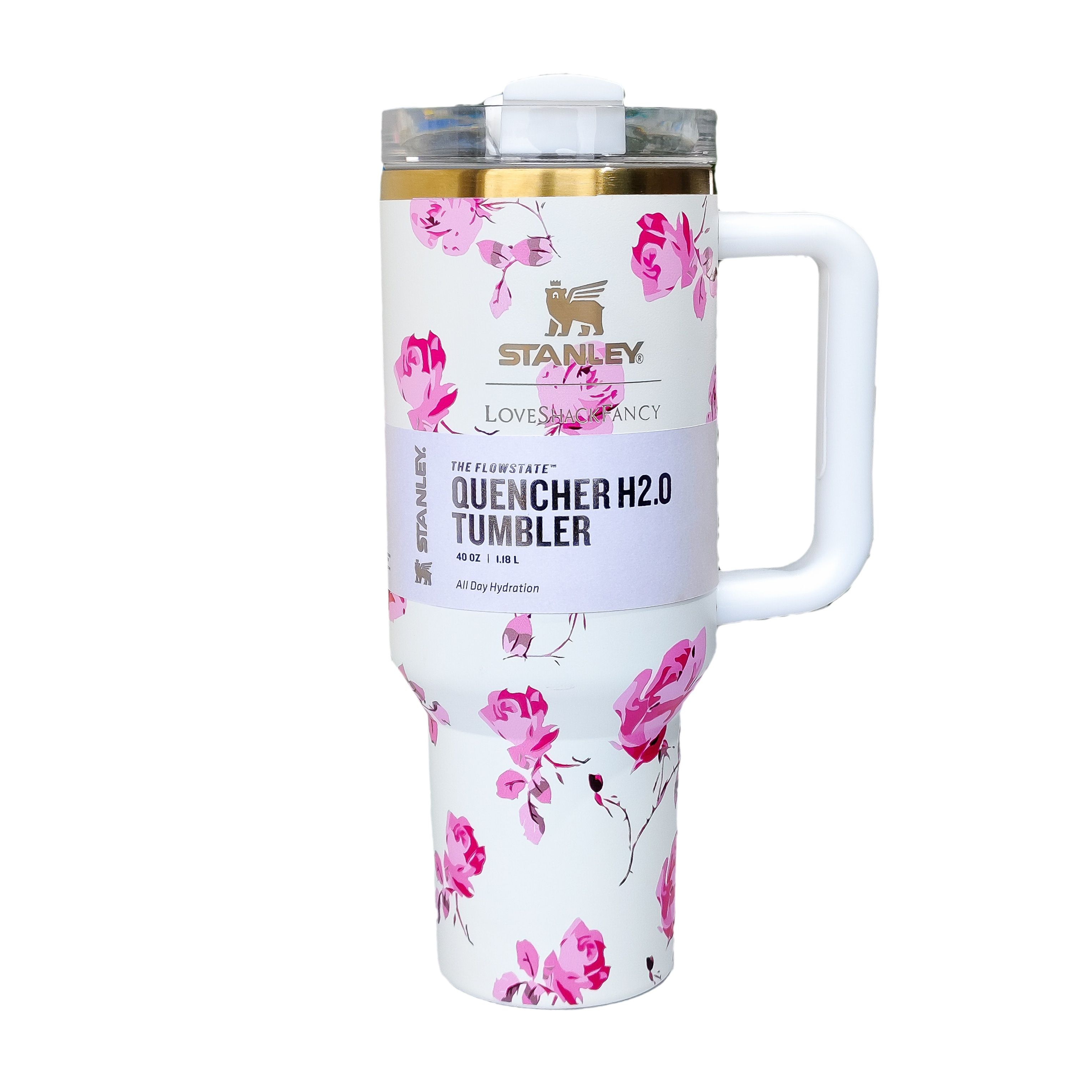 White Love Shack Fancy Double-Walled Vacuum Mug – Stainless Steel Travel Tumbler for Women | Hot & Cold Insulated Cup | Office, Car, & Picnic Use | Stanley Mug | Timeless Female Gift