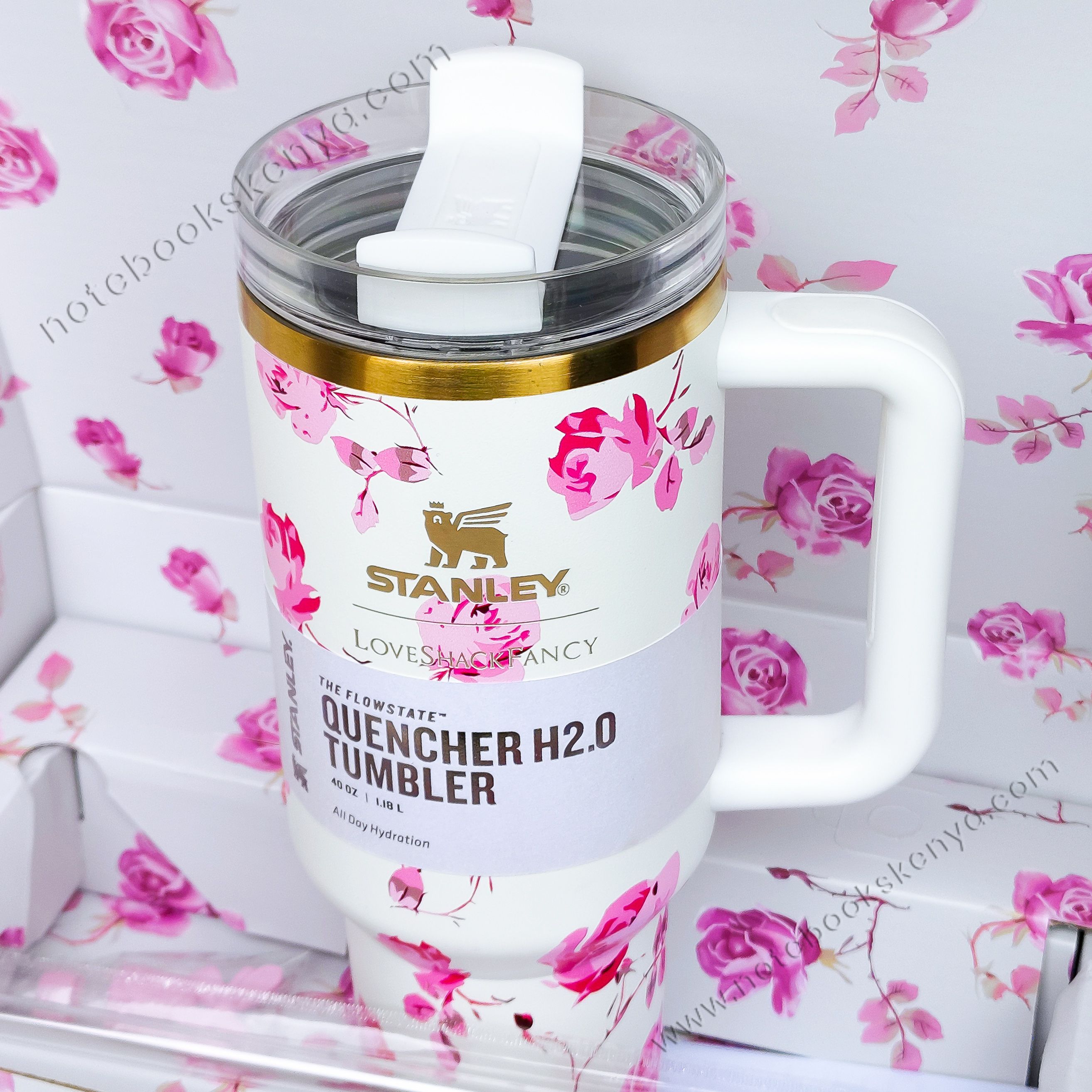White Love Shack Fancy Double-Walled Vacuum Mug – Stainless Steel Travel Tumbler for Women | Hot & Cold Insulated Cup | Office, Car, & Picnic Use | Stanley Mug | Timeless Female Gift