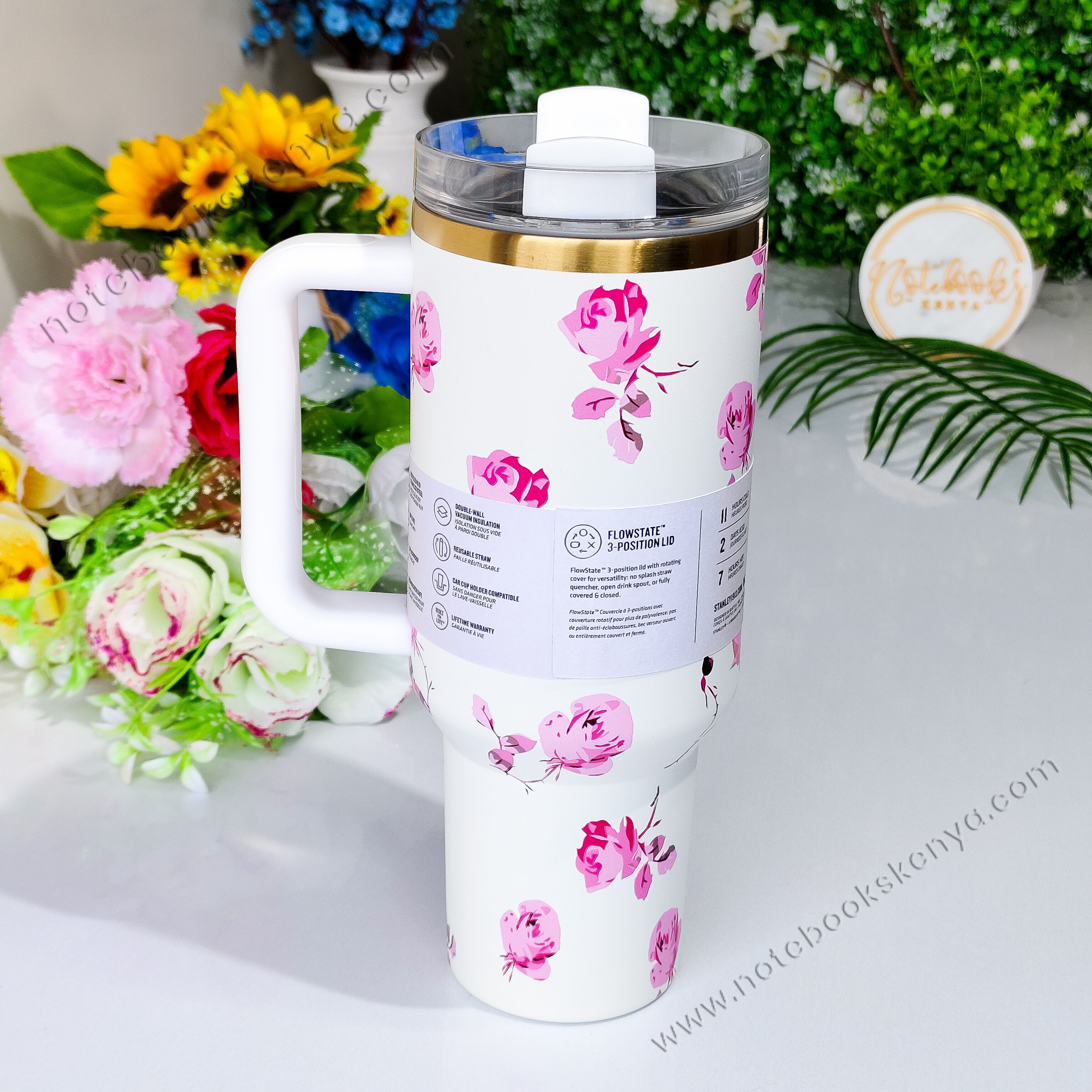 White Love Shack Fancy Double-Walled Vacuum Mug – Stainless Steel Travel Tumbler for Women | Hot & Cold Insulated Cup | Office, Car, & Picnic Use | Stanley Mug | Timeless Female Gift