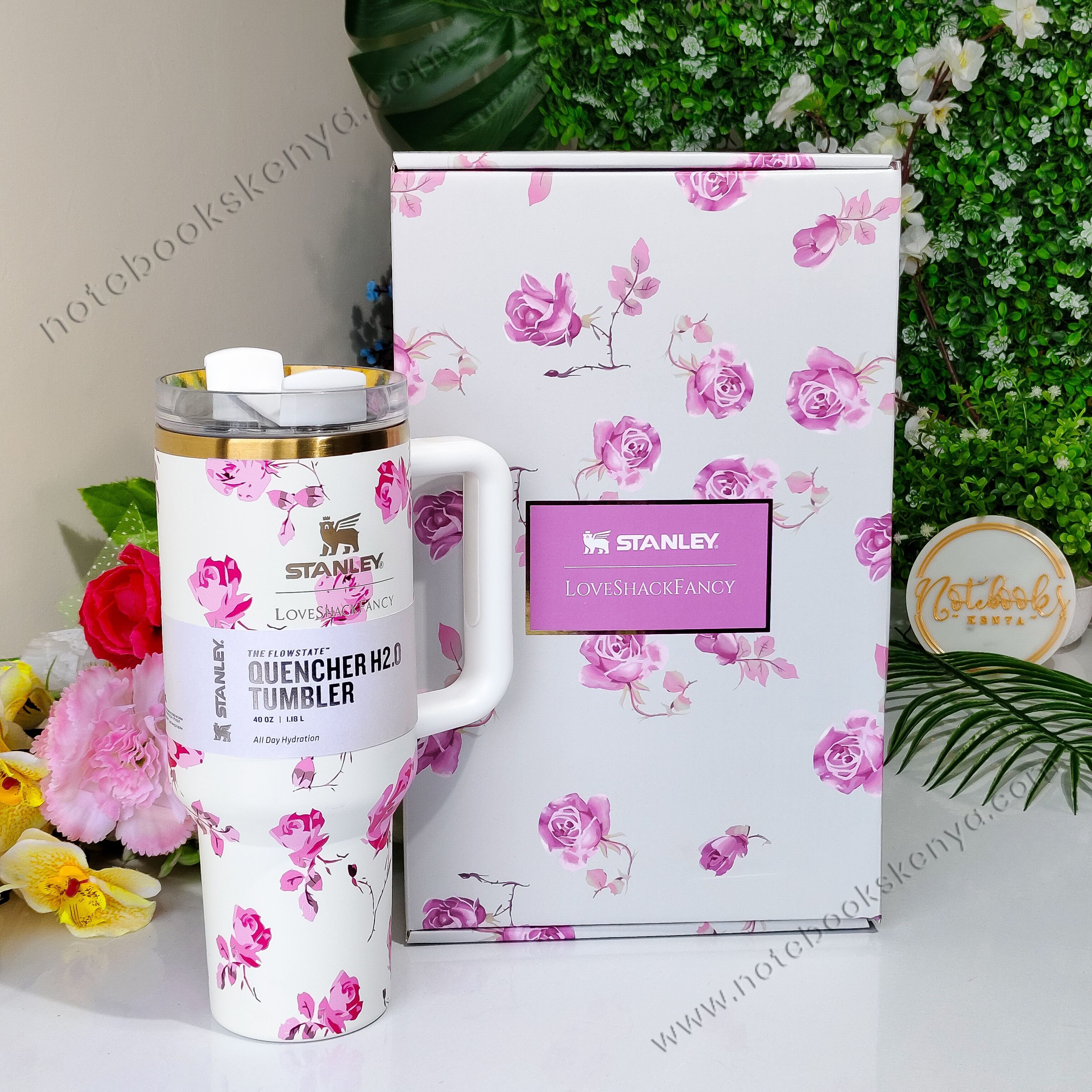 White Love Shack Fancy Double-Walled Vacuum Mug – Stainless Steel Travel Tumbler for Women | Hot & Cold Insulated Cup | Office, Car, & Picnic Use | Stanley Mug | Timeless Female Gift