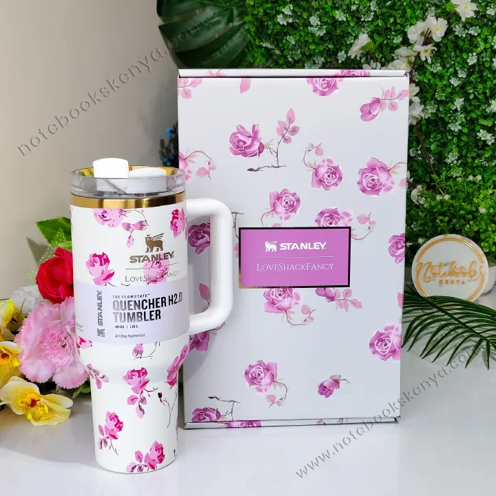 White Love Shack Fancy Double-Walled Vacuum Mug – Stainless Steel Travel Tumbler for Women | Hot & Cold Insulated Cup | Office, Car, & Picnic Use | Stanley Mug | Timeless Female Gift