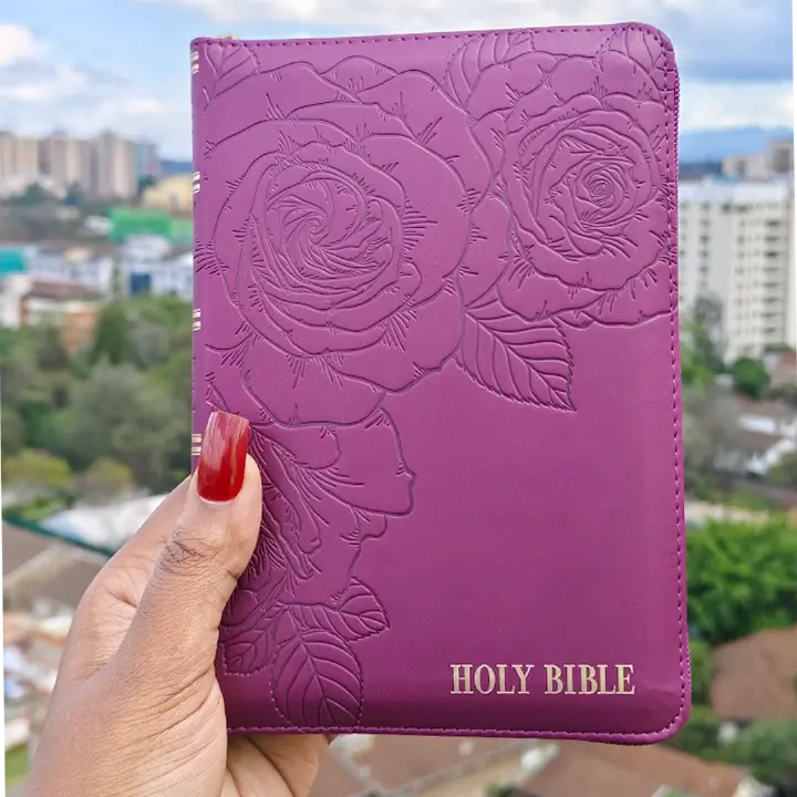 KJV Merlot Faux Leather Compact/Mini Bible with Zip  | Christian Bible KJV | King James Version (KJV) | Floral Bible | Girl Gift | Gift | Zipped Bible
