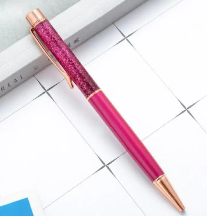 Pink Metal Ballpoint Gift Pen with Dynamic Sand Glitter | Cute Black Ink Pen | School Supplies | Cute Gift | Office Supplies | Mothers Day Gift | Feminine Girl Gift | Stationery | Girly Stationery