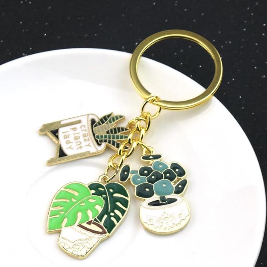 Cute Enamel Cactus & Flower Keychain | A Touch of Nature | Key Chain for Keys | Key Holder | Plant Lover Key Chain | Cute Gift | Male Female Gift | Backpack Pendant | Car Key Holder | Bag Acessories