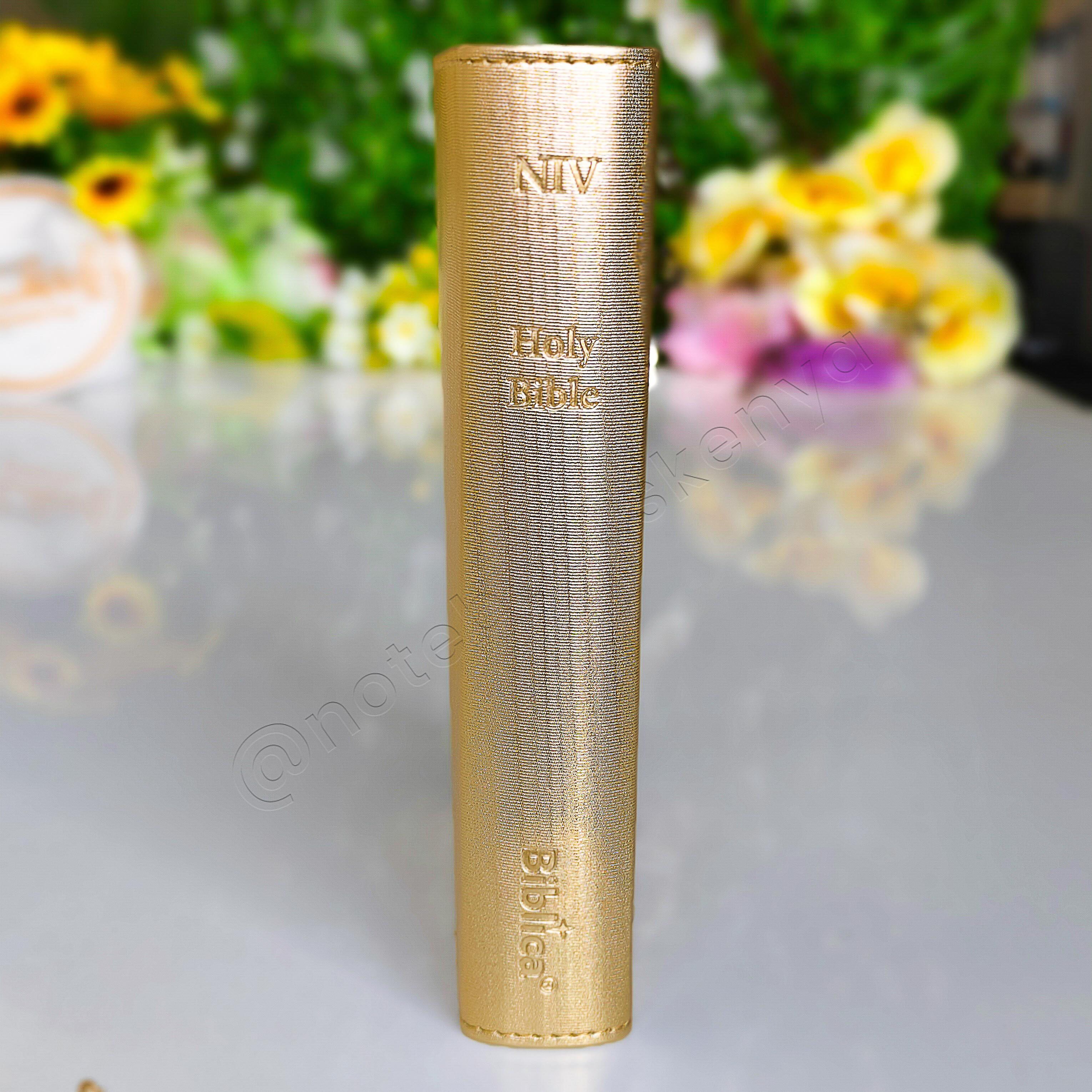 Elegant and Portable | Gold NIV Pocket Bible with Index Tabs– PU Leather  | New International Version(NIV) | Gift | Concordance Bible | Thumb Indexed Bible | Small Bible | Words In Red
