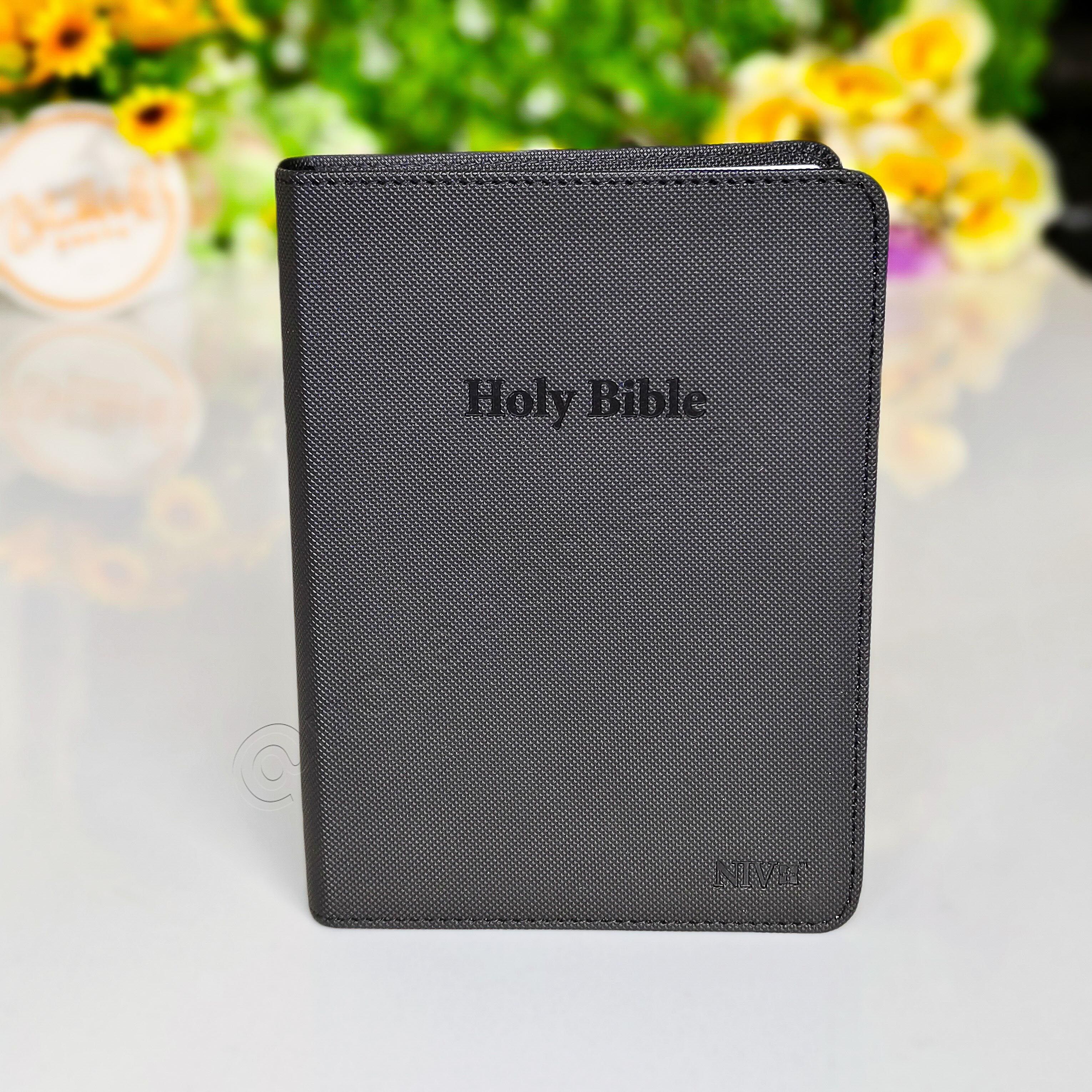 Elegant and Portable | Black NIV Pocket Bible with Index Tabs– PU Leather  | New International Version(NIV) | Gift | Concordance Bible | Thumb Indexed Bible | Small Bible | Words In Red