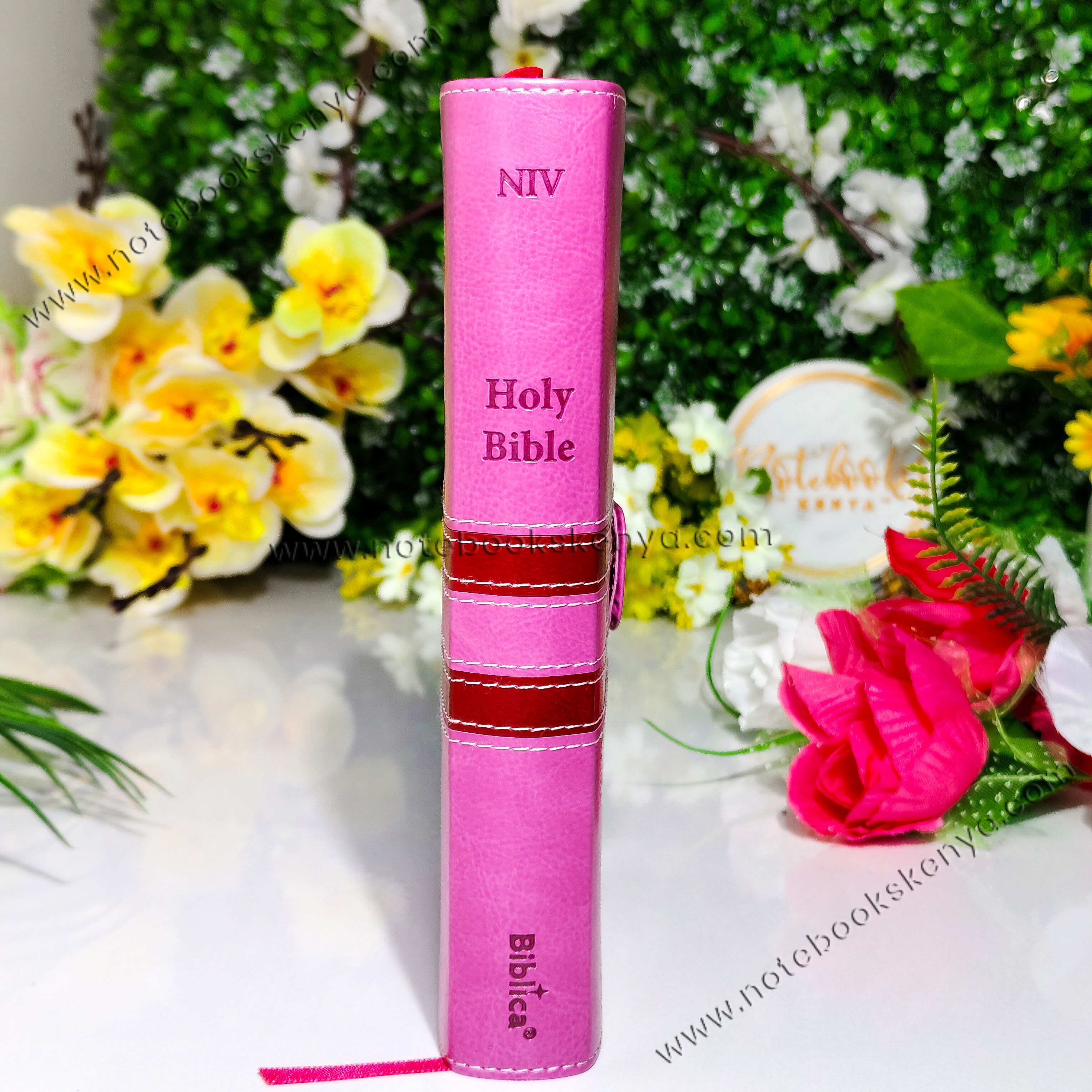 NIV Bible |  Pink Press Button | Duotone – Pink & Blue | Christian Bible NIV | The New International Version (NIV) | Gift Idea | Pink Bible | Blue Bible | Bible with Button