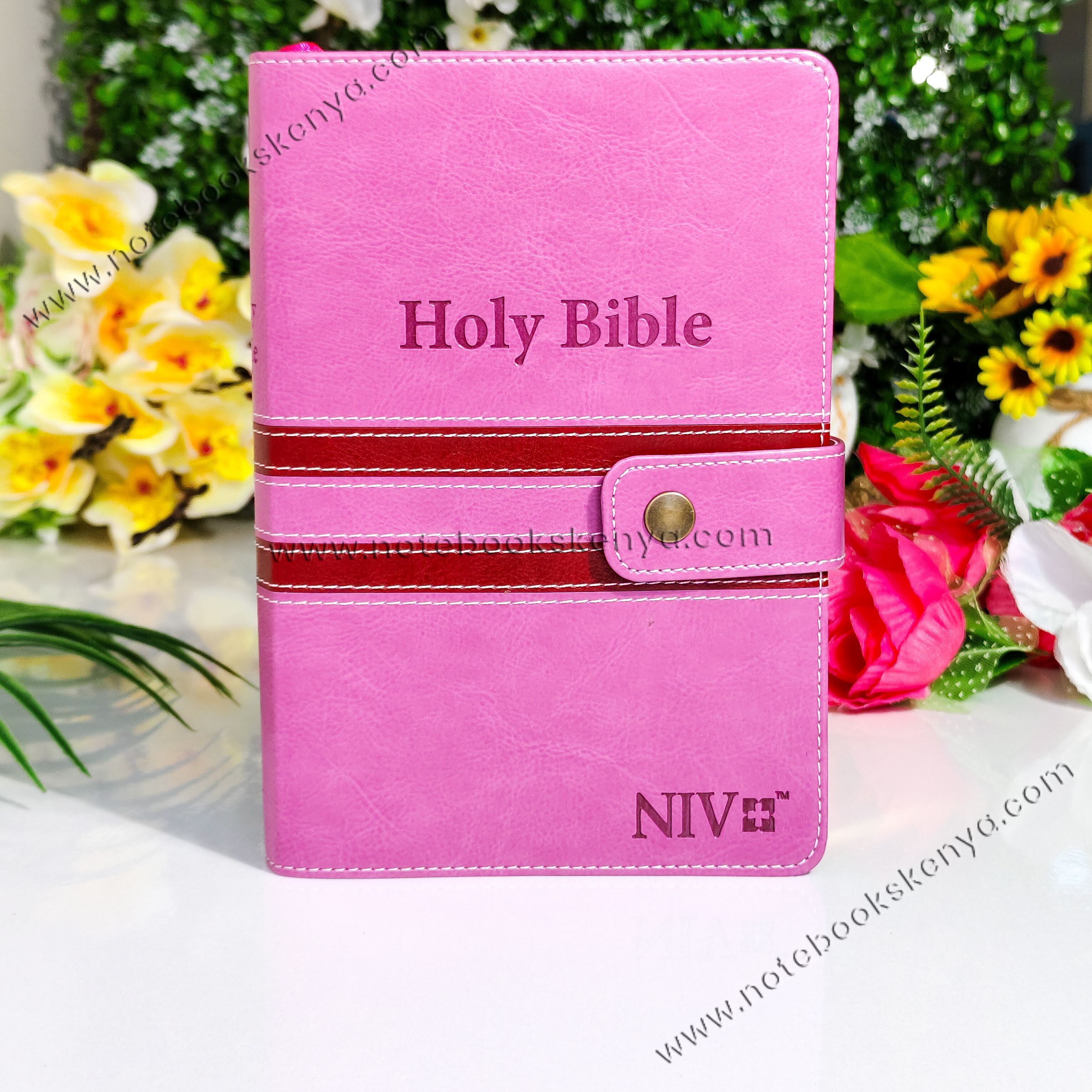 NIV Bible |  Pink Press Button | Duotone – Pink & Blue | Christian Bible NIV | The New International Version (NIV) | Gift Idea | Pink Bible | Blue Bible | Bible with Button