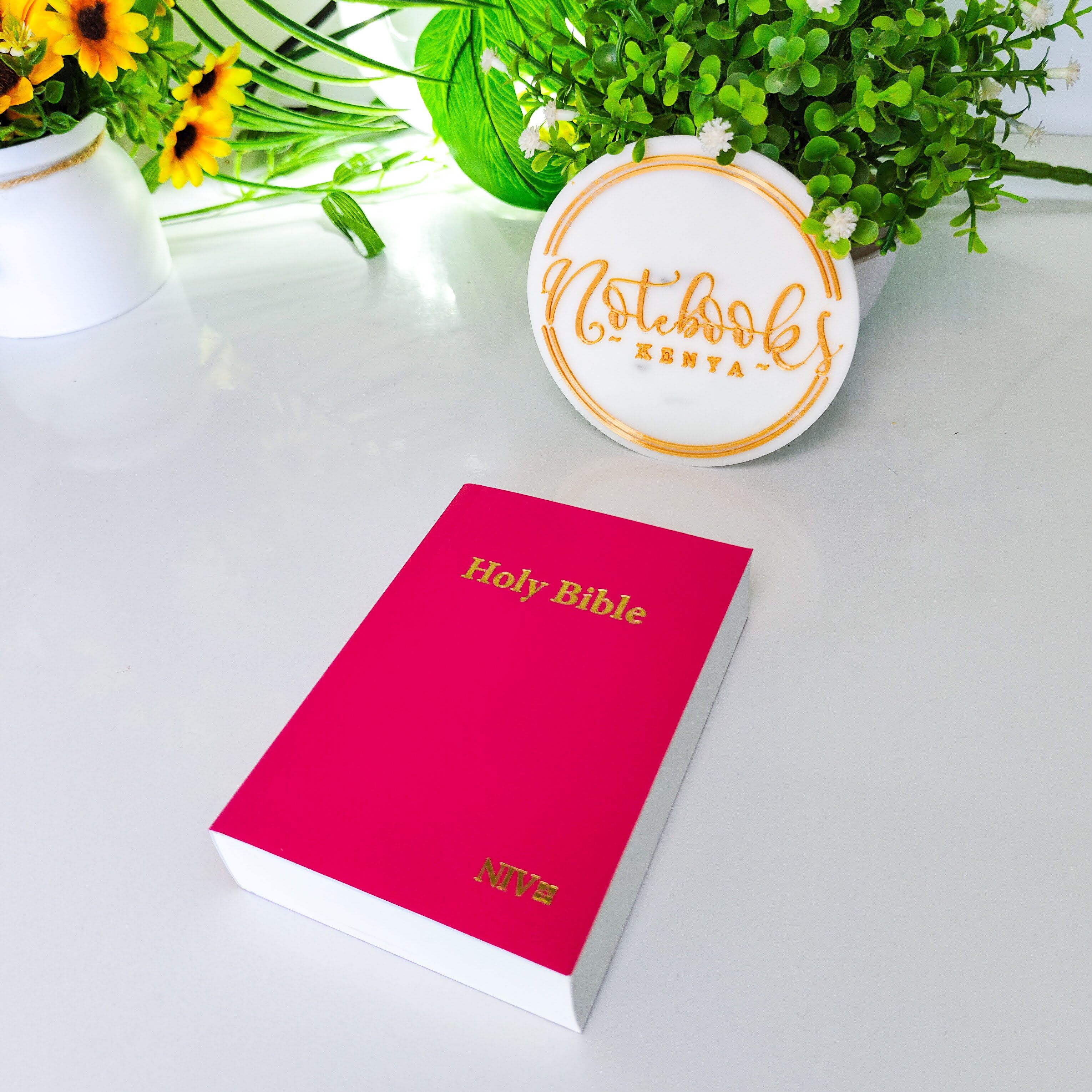 Mini NIV Pocket Bible | Pink Paper Back (Gold Lettering) | New International Version(NIV) | Gift | Concordance Bible | Small Bible | Words In Red