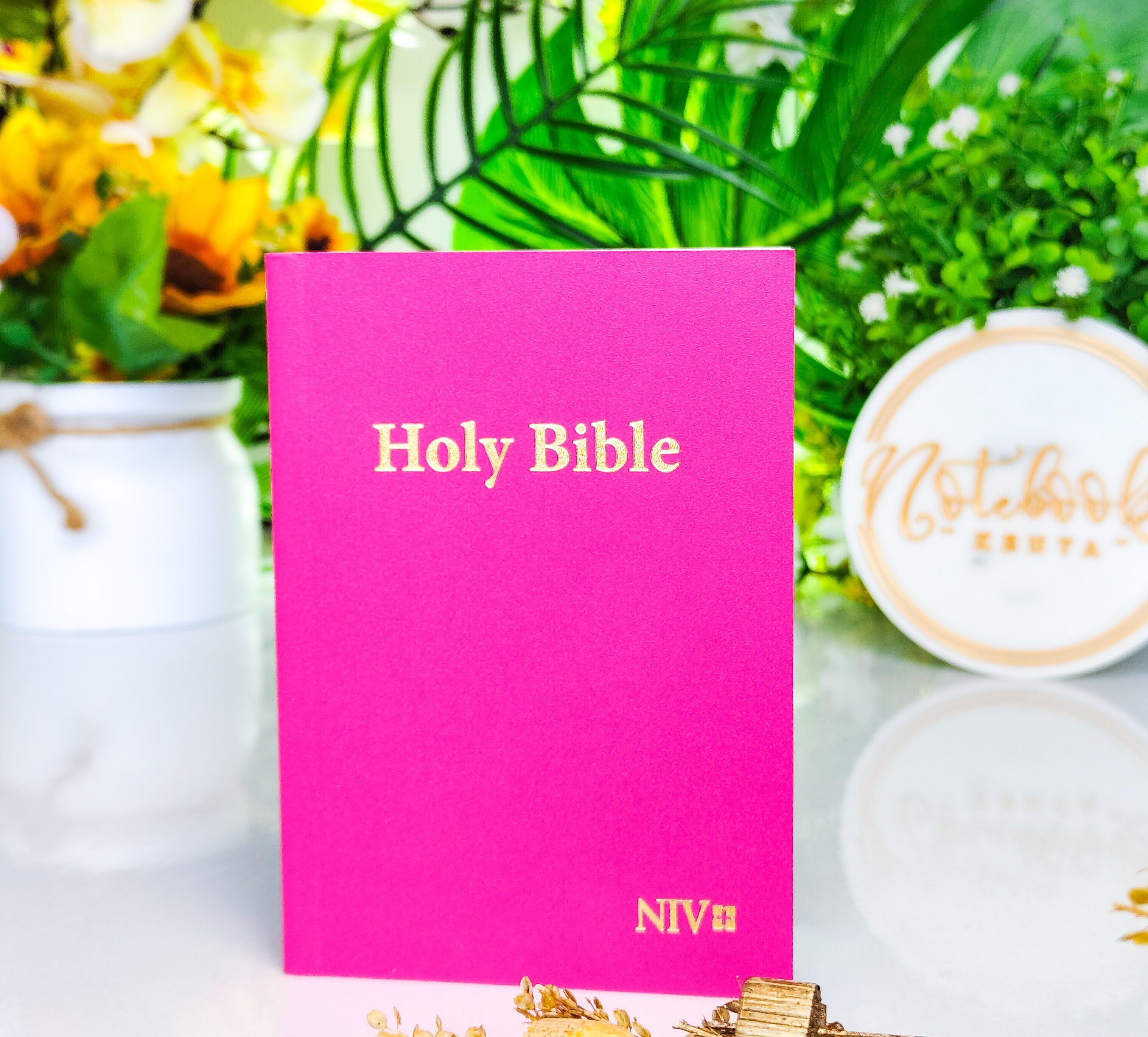 Mini NIV Pocket Bible | Pink Paper Back (Gold Lettering) | New International Version(NIV) | Gift | Concordance Bible | Small Bible | Words In Red