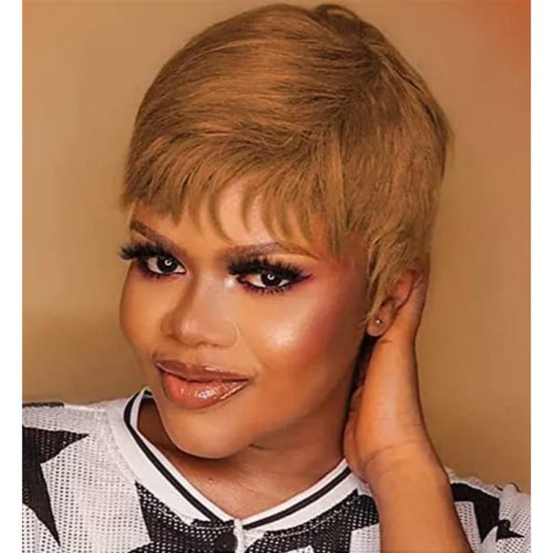 Human hair blonde pixie wig