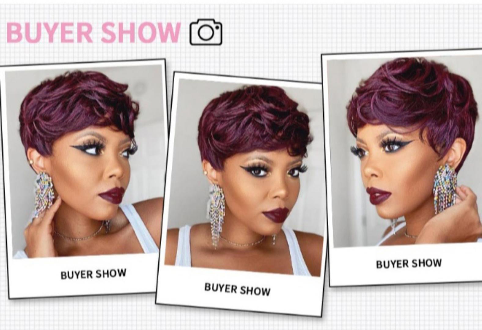 Fashion wine red short pixie cut wig that can be blowdried