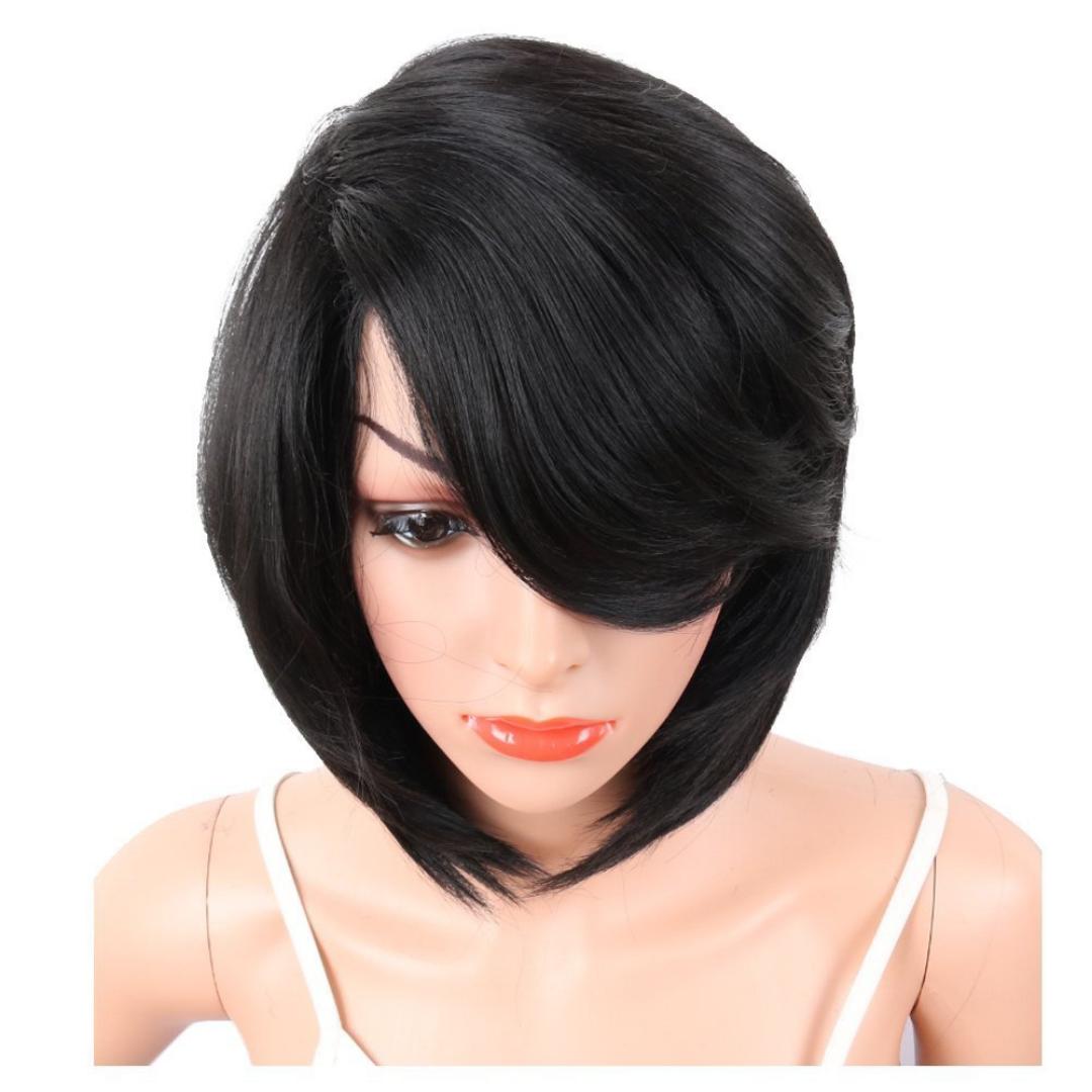 limited offer on semi human hair bob wig that can take heat with side bangs