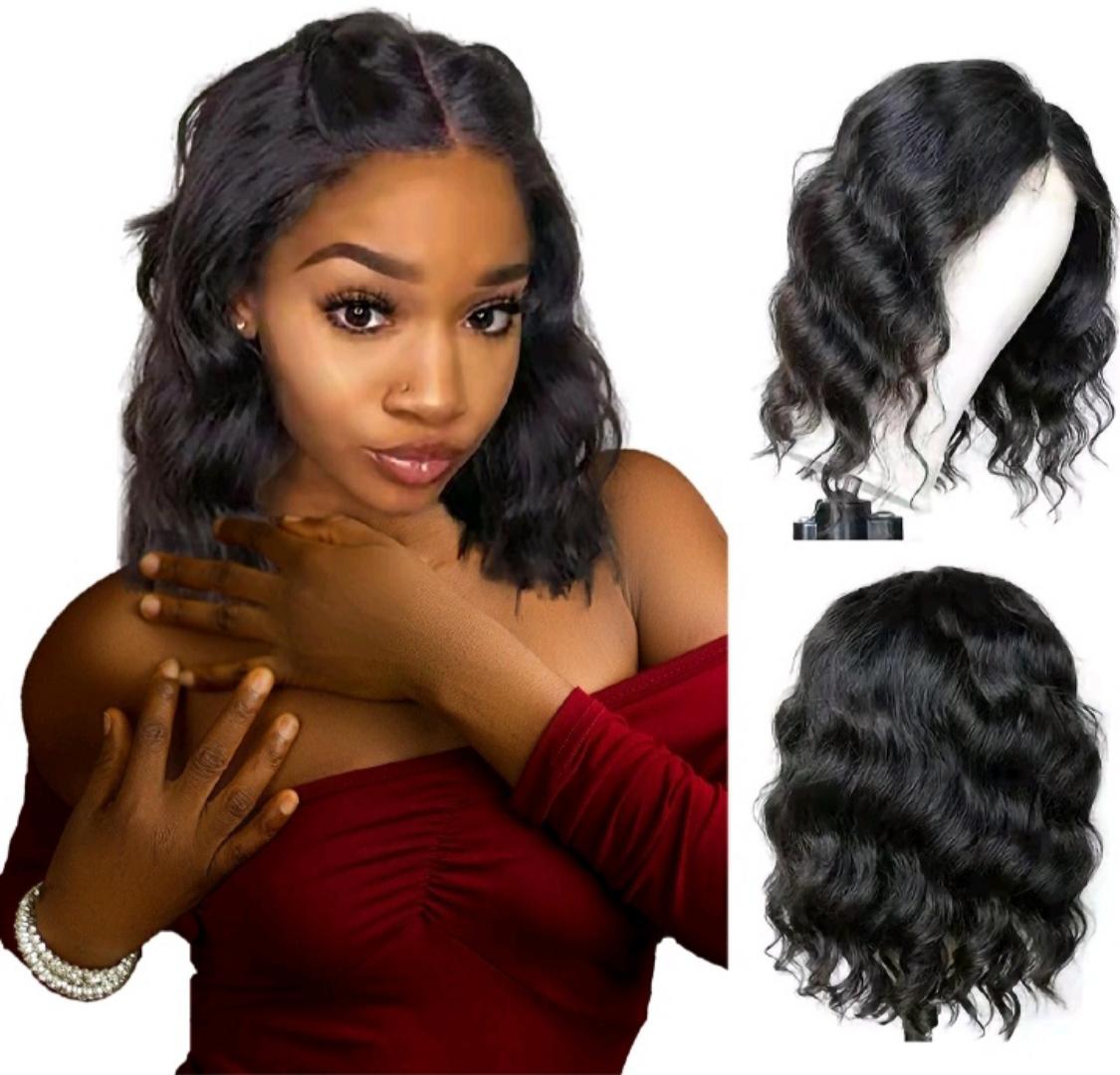 Limited offer on short cute heat friendly wavy bob wig  _black