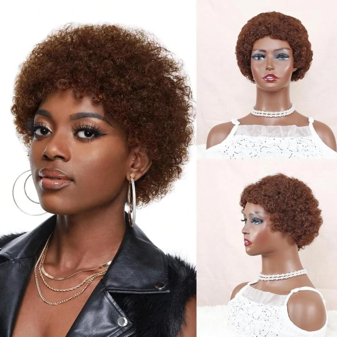 Dark brown soft natural afro wig