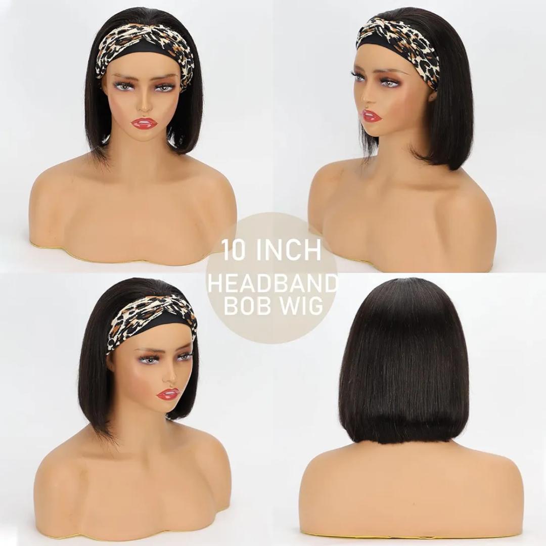 Fashion semi human headband bob wig 10 inches. that can be blowdied