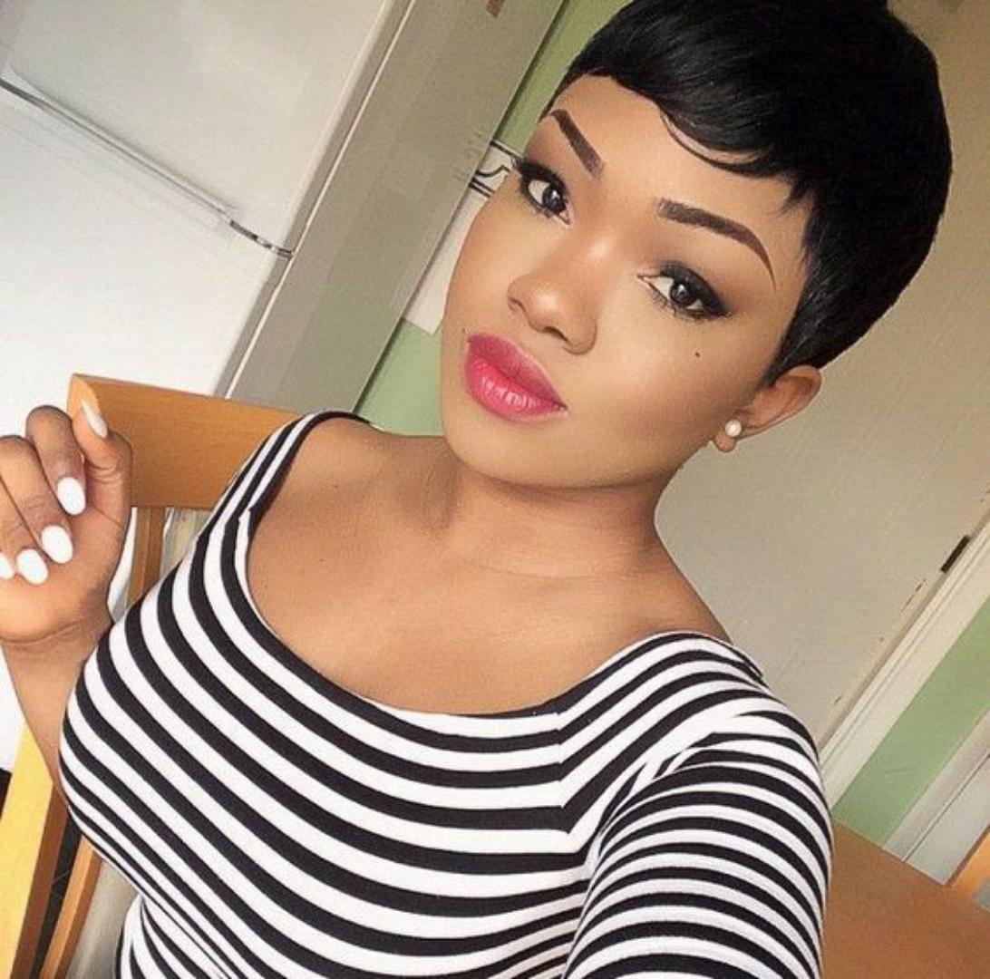 Fashion short flat head pixie wig _black