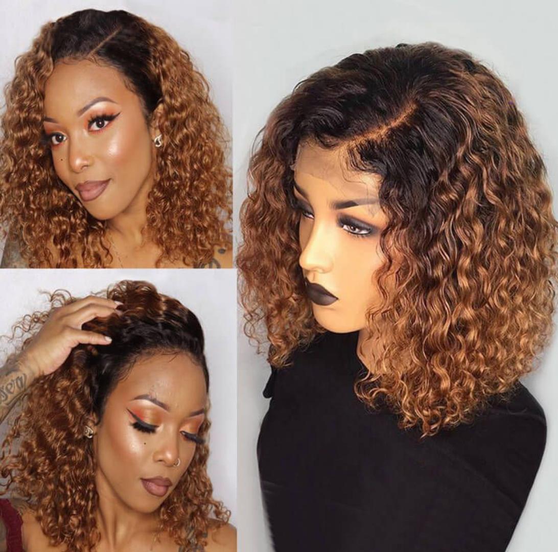 Celebrity bob water wave wig black and brown