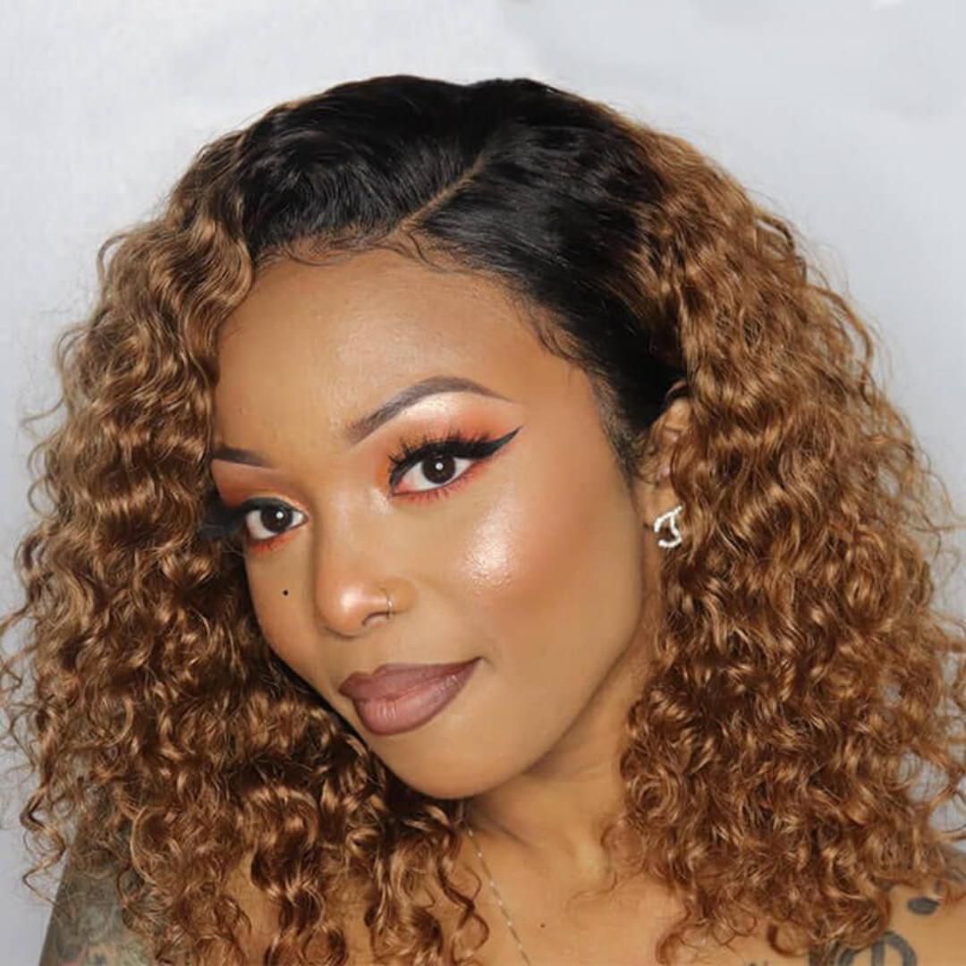Celebrity bob water wave wig black and brown