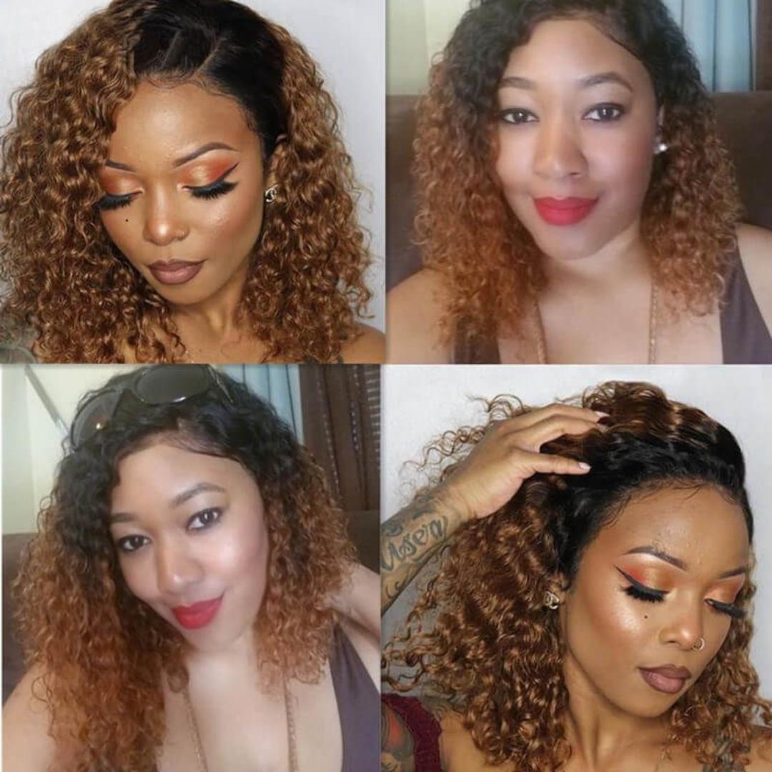 Celebrity bob water wave wig black and brown