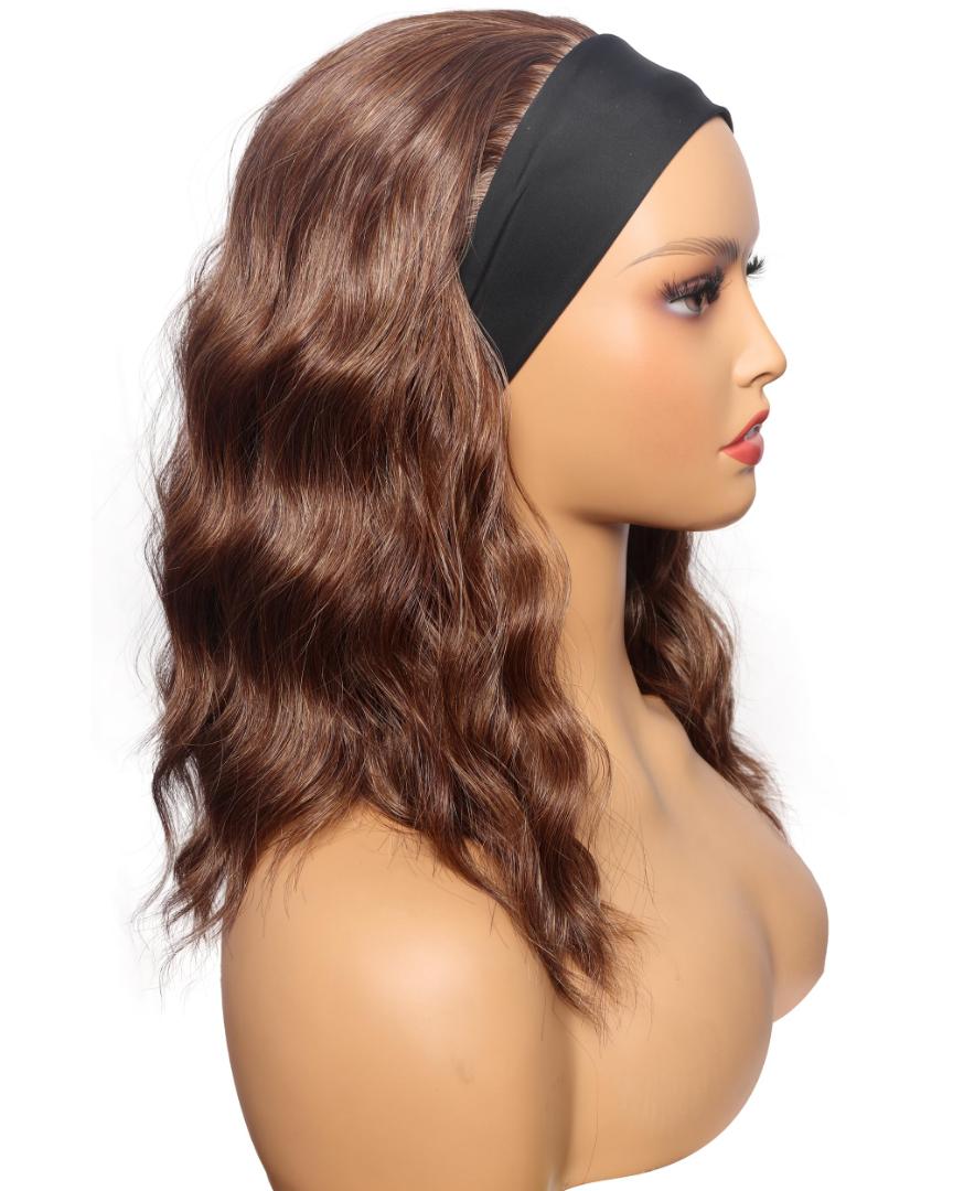 Elegant Semi human hair bodywave headband wig that can be blowdried flat ironed and cutled