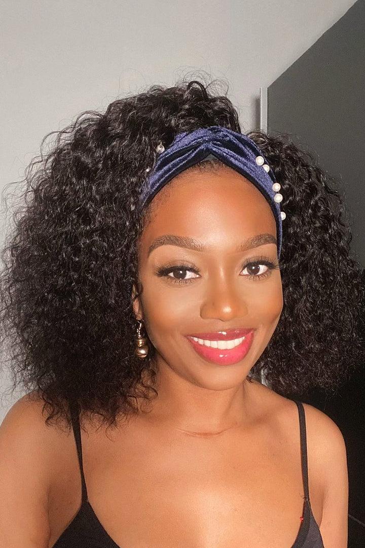 Celebrity soft Human hair blend waterwave HEADBAND wig