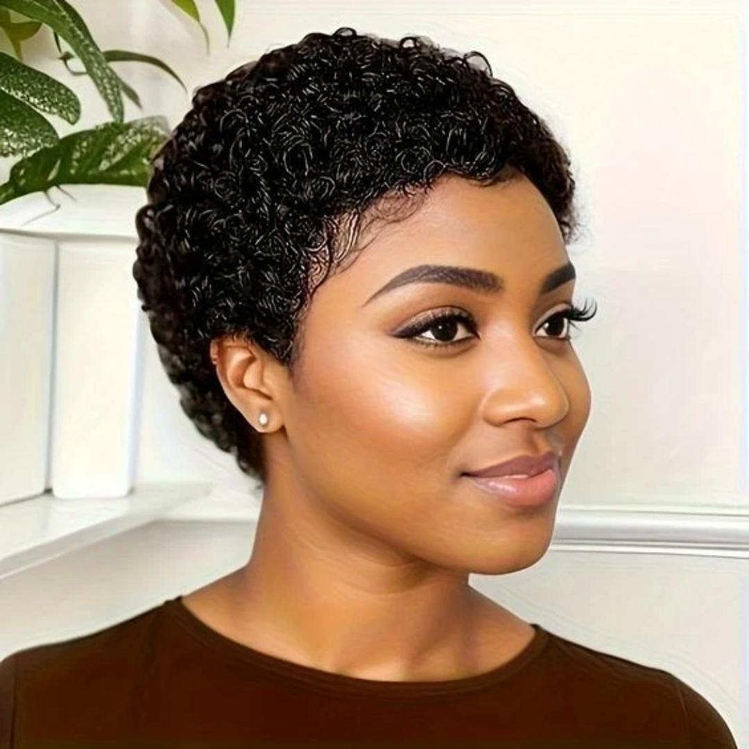 Fashion long lasting curls short pixie wig