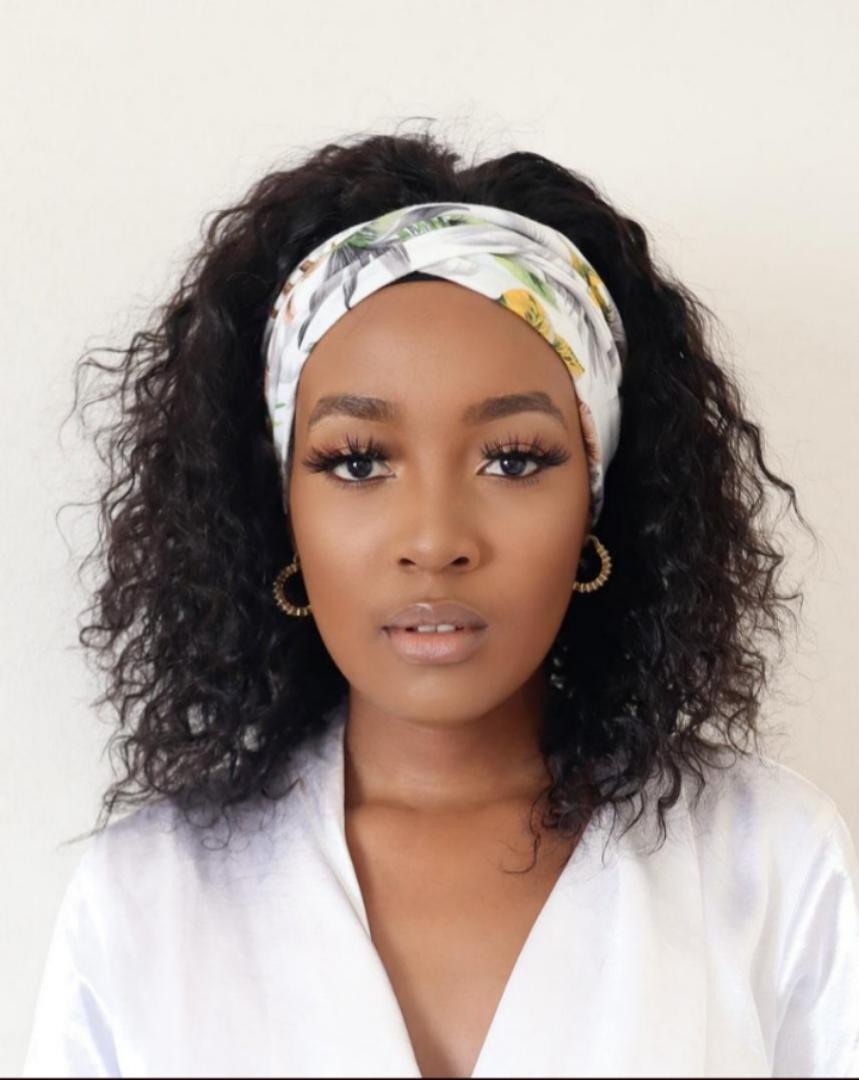 Fashion semi human hair heat friendly curly headband wig _black