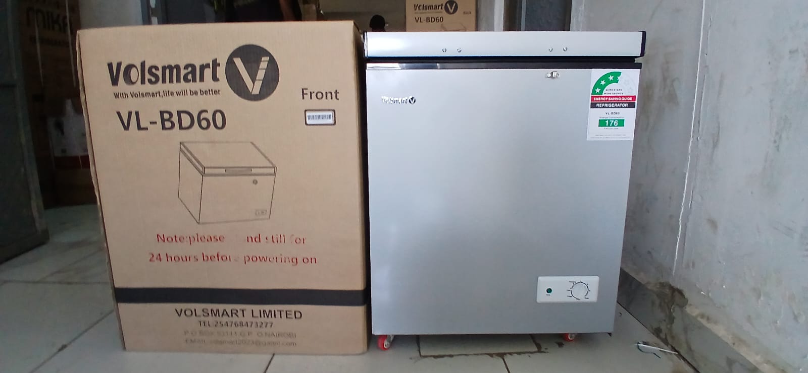 VOLSMART 60L Vertical Chest Freezer Single Flip Drain Freezer Energy-saving Freezer Fast Cooling Refrigeration with fridge guard