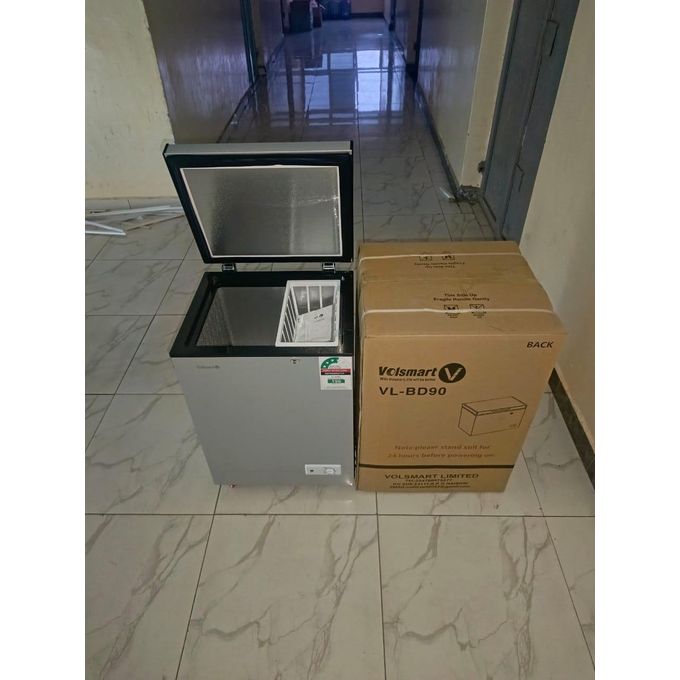 VOLSMART 90 L CHEST FREEZER large capacity chest freezer vertical single Flip Drain Freezer Energy Saving Freezer Fast Cooling Refrigeration with a free gift of power fridge guard