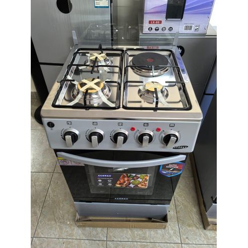 Ecomax 50x55 free standing cooker 3+1 Electric Oven, with free Gas pipe , Spatula ,Frying Pan of 24cm ,13kgs Regulator and clips,1yr warraty.