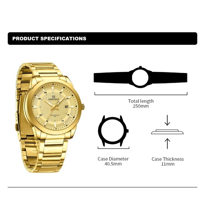 Original NAVIFORCE NF8029 Top Brand Men's Watches Stainless Steel Strap Casual Male Quartz Sports Wristwatch Luxury Waterproof Date Clock