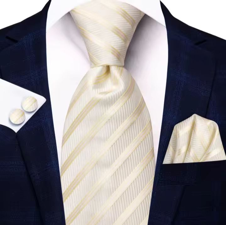 Men's Novelty Designer Ties - Made of High-Quality Silk. 8.5cm Standard Width for Men's Adult Ties. Tie + 1 Pair Cufflinks + Pocket Square. Sold as pictured.