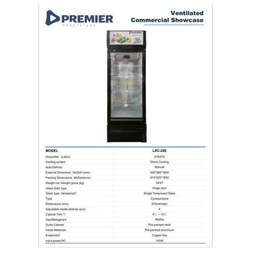 Premier Show Case Chiller 288L Quality Showcase Fridge