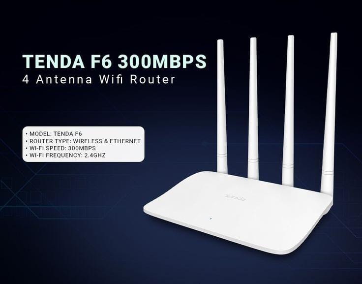 REFURBISHED Tenda F6 wireless N300 router designed for home use. It offers stable Wi-Fi performance and wide coverage,