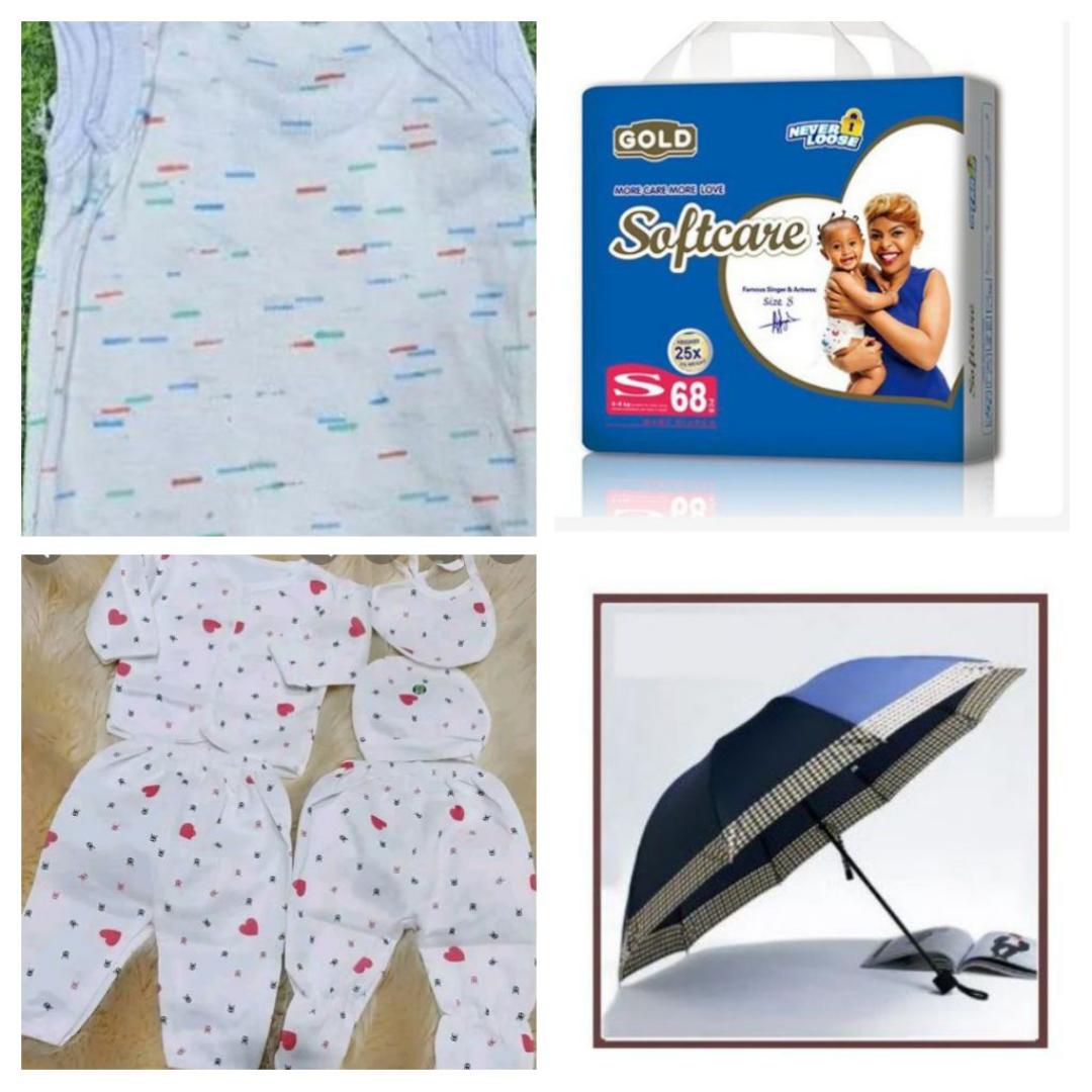 soft care small 68 pieces+checked fashion umbrella+newborn baby suit+ 2 Newborn vests